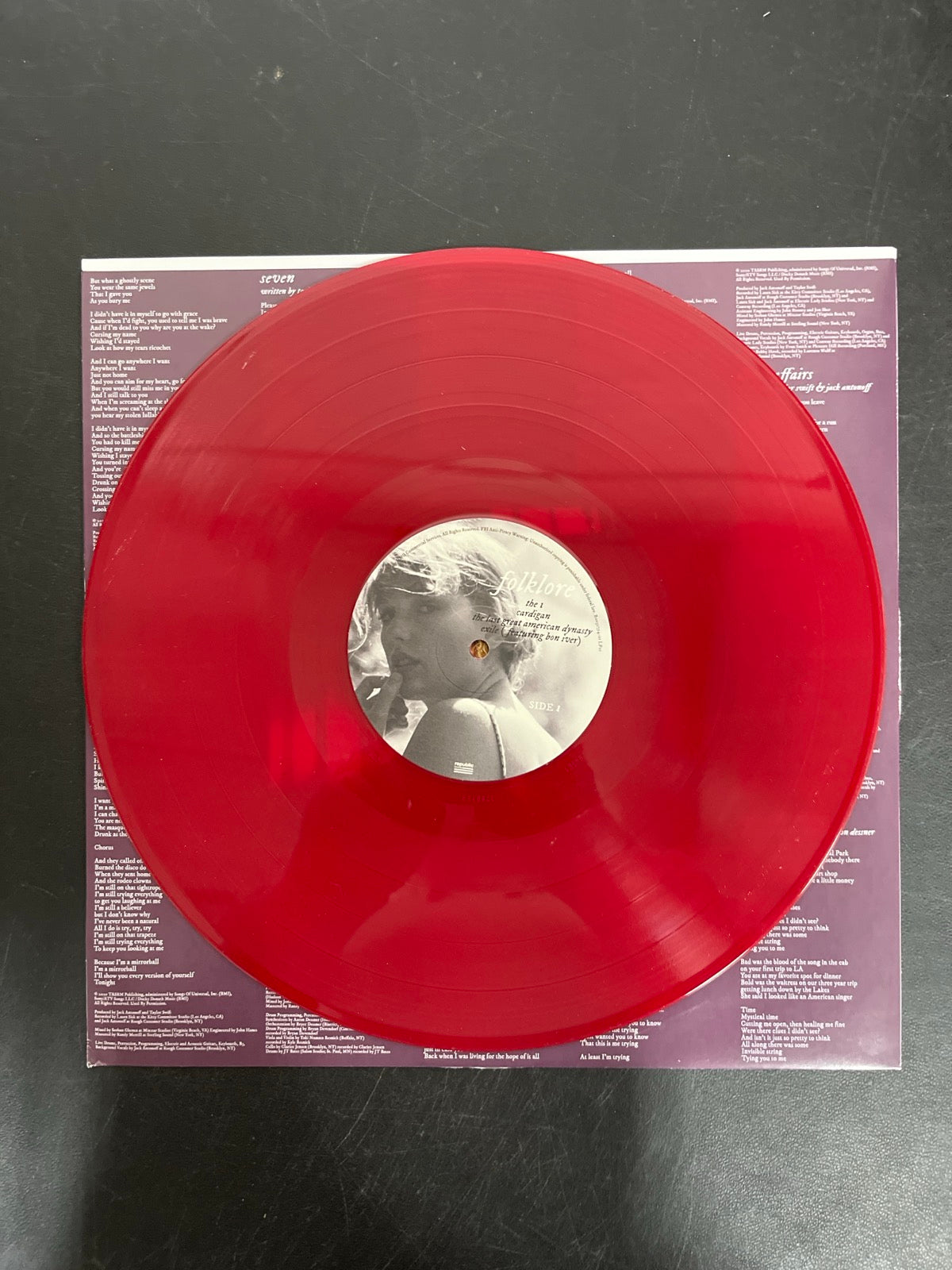 VINYL_1A - Taylor Swift - Folklore LE Red Etched Vinyl USED NOT TESTED