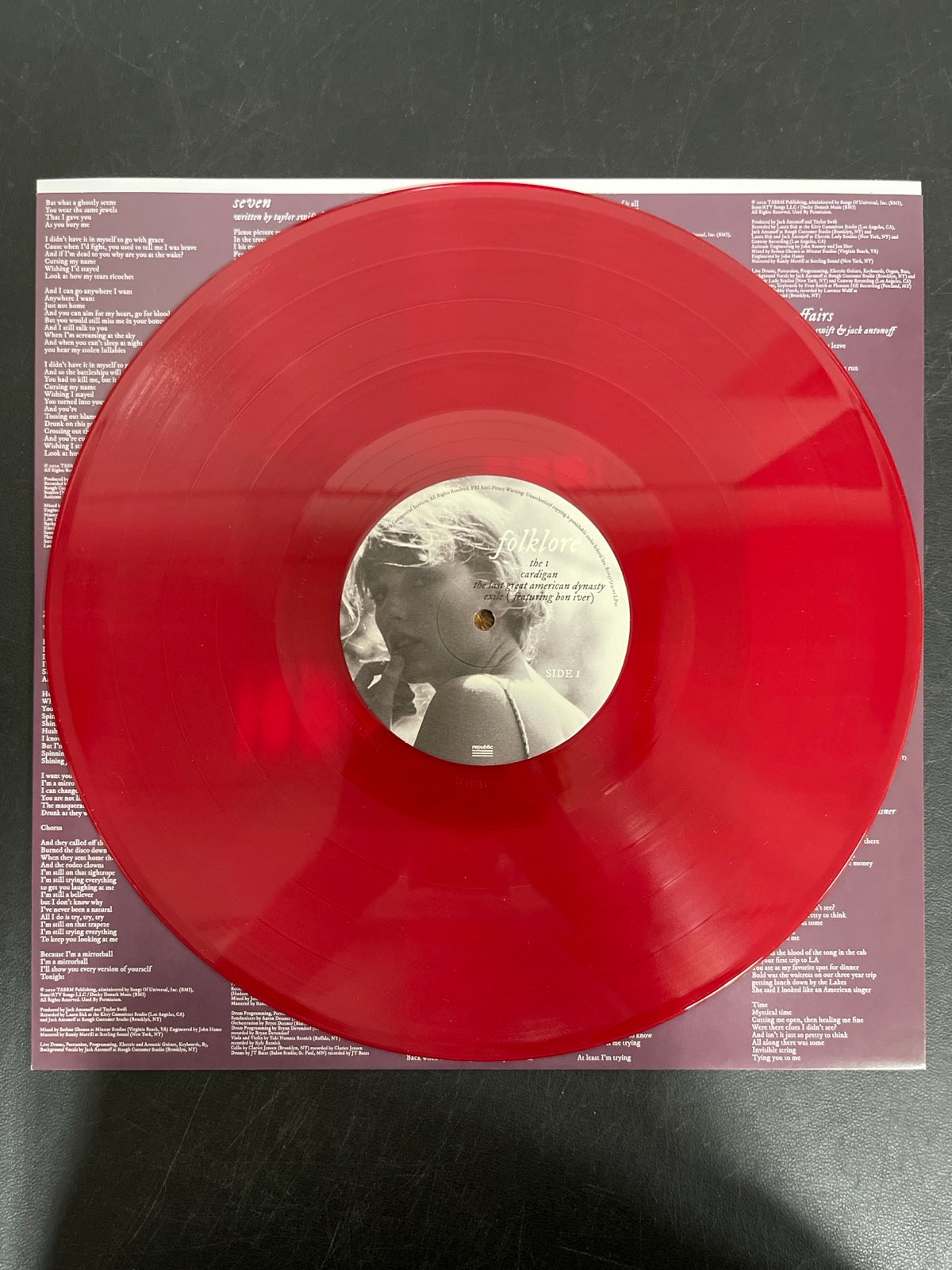 VINYL_1A - Taylor Swift - Folklore LE Red Etched Vinyl USED NOT TESTED