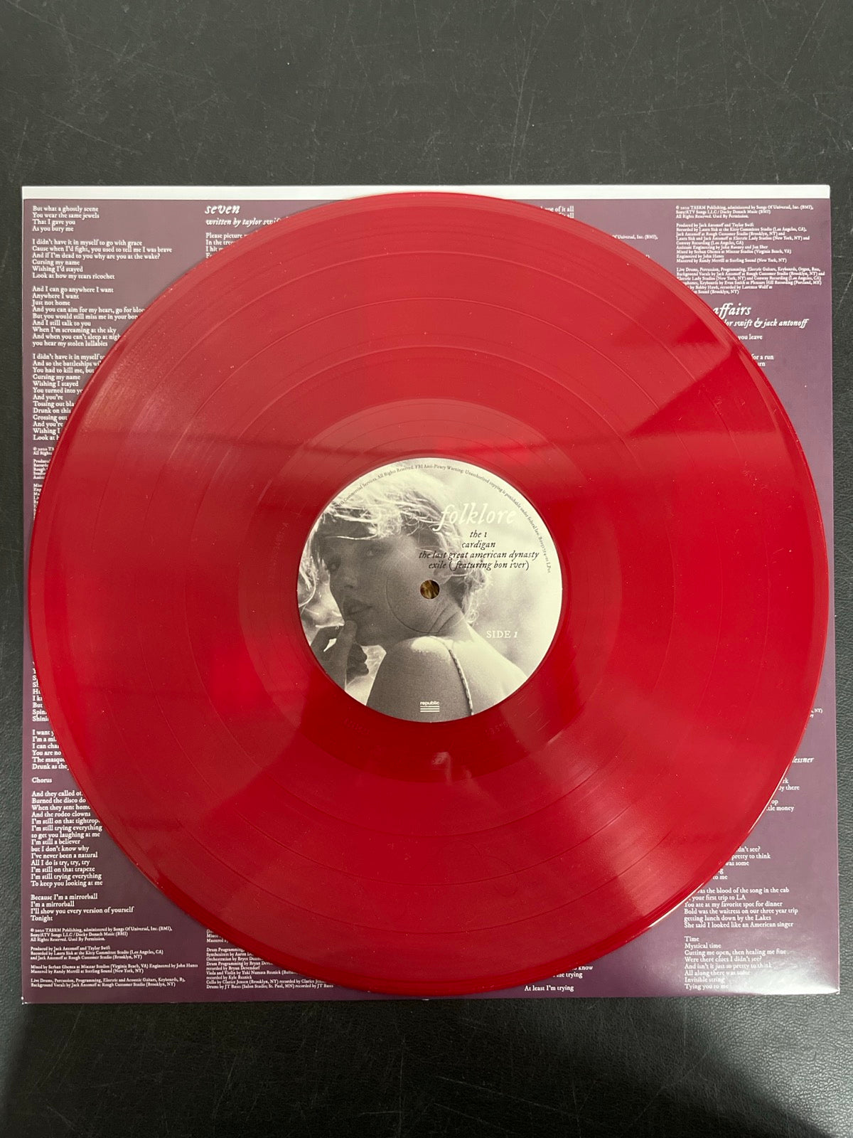 VINYL_1A - Taylor Swift - Folklore LE Red Etched Vinyl USED NOT TESTED