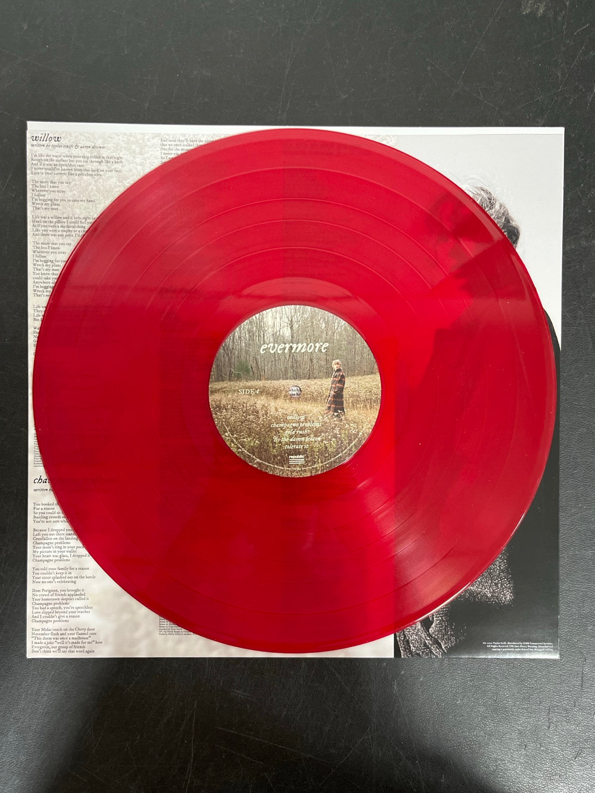 VINYL_1A - Taylor Swift - Evermore LE Translucent Red Etched Vinyl USED NOT TESTED