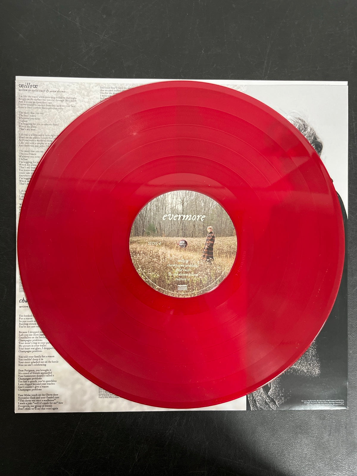 VINYL_1A - Taylor Swift - Evermore LE Translucent Red Etched Vinyl USED NOT TESTED