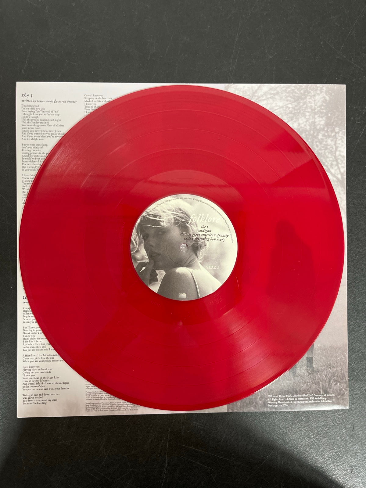 VINYL_1A - Taylor Swift - Folklore LE Red Etched Vinyl USED NOT TESTED