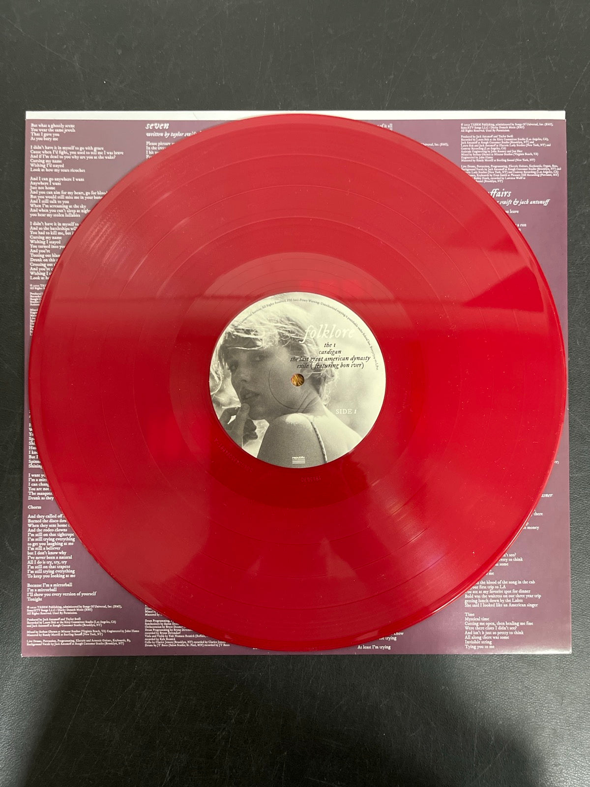 VINYL_1A - Taylor Swift - Folklore LE Red Etched Vinyl USED NOT TESTED