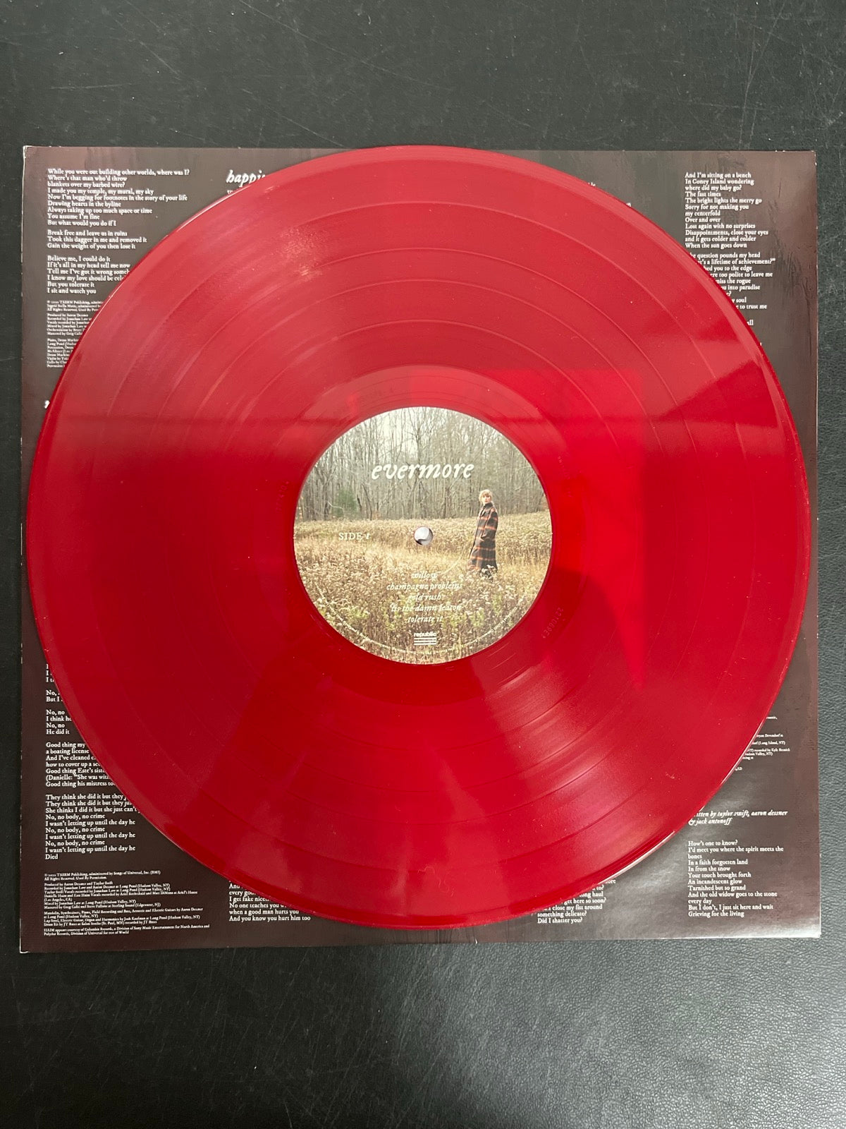 VINYL_1A - Taylor Swift - Evermore LE Translucent Red Etched Vinyl USED NOT TESTED