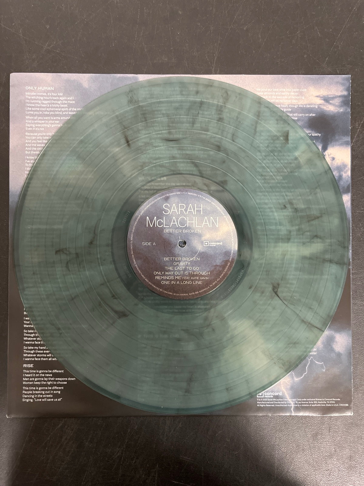 VINYL_1A - Sarah McLachlan - Better Broken LE Electric Smoke Vinyl USED NOT TESTED