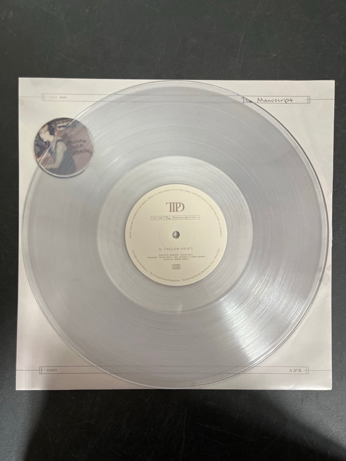 VINYL_1A - Taylor Swift - The Tortured ... LE Clear Vinyl USED NOT TESTED