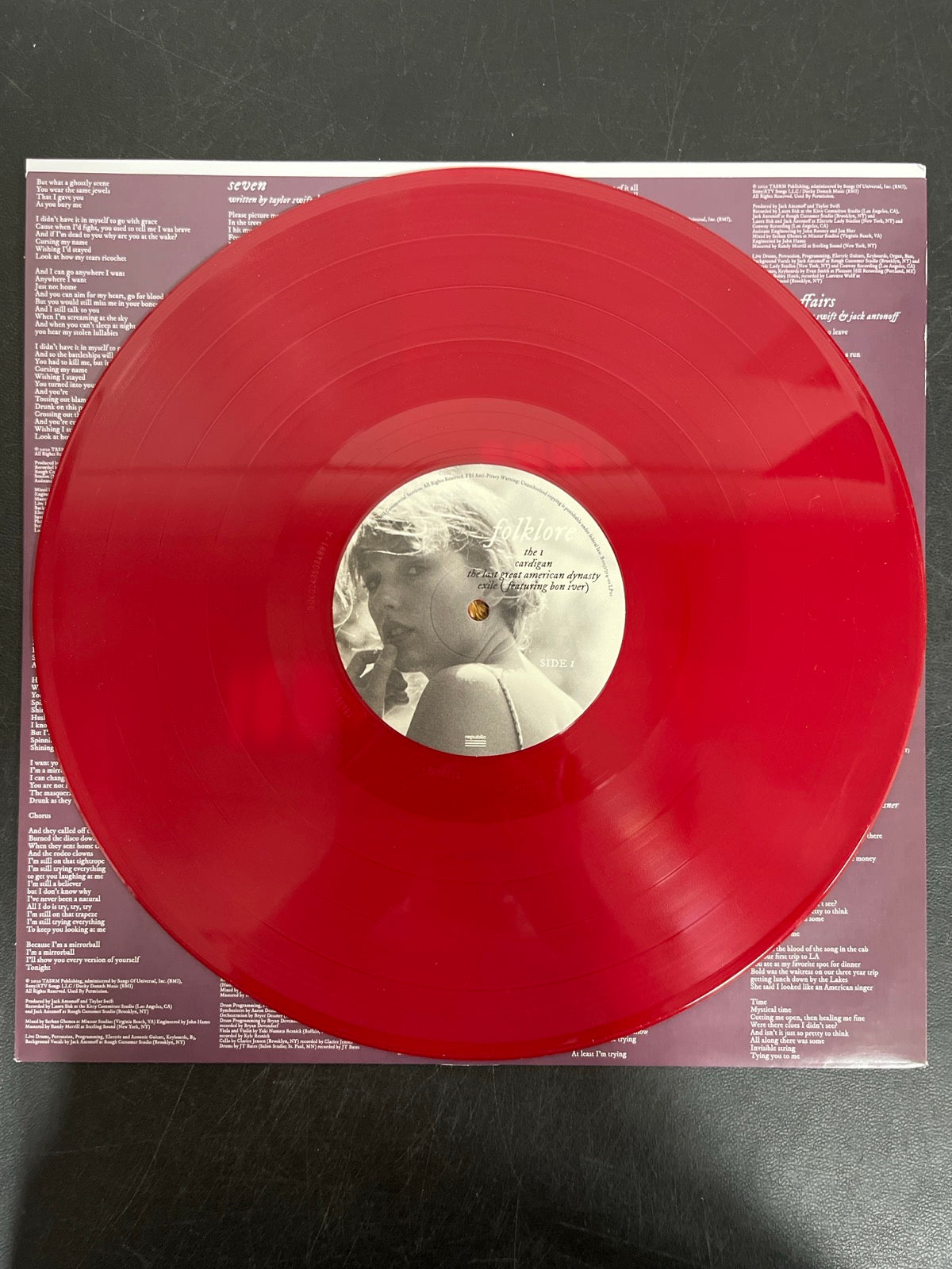 VINYL_1A - Taylor Swift - Folklore LE Red Etched Vinyl USED NOT TESTED