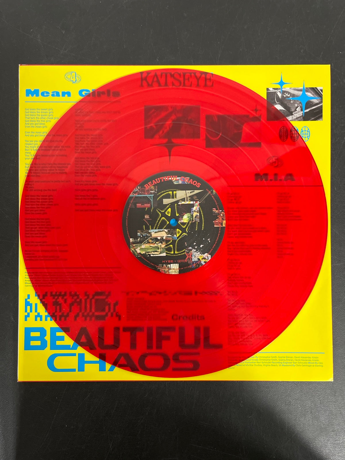 VINYL_1A - KATSEYE - BEAUTIFUL CHAOS MisPrint Red Vinyl USED NOT TESTED