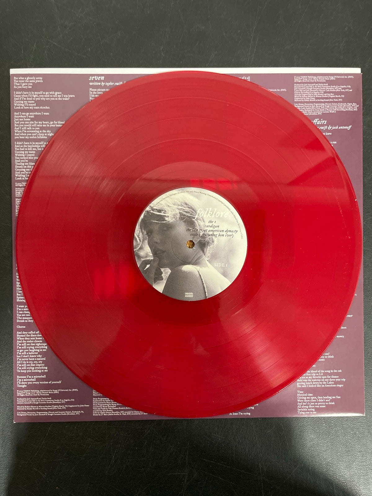 VINYL_1A - Taylor Swift - Folklore LE Red Etched Vinyl USED NOT TESTED