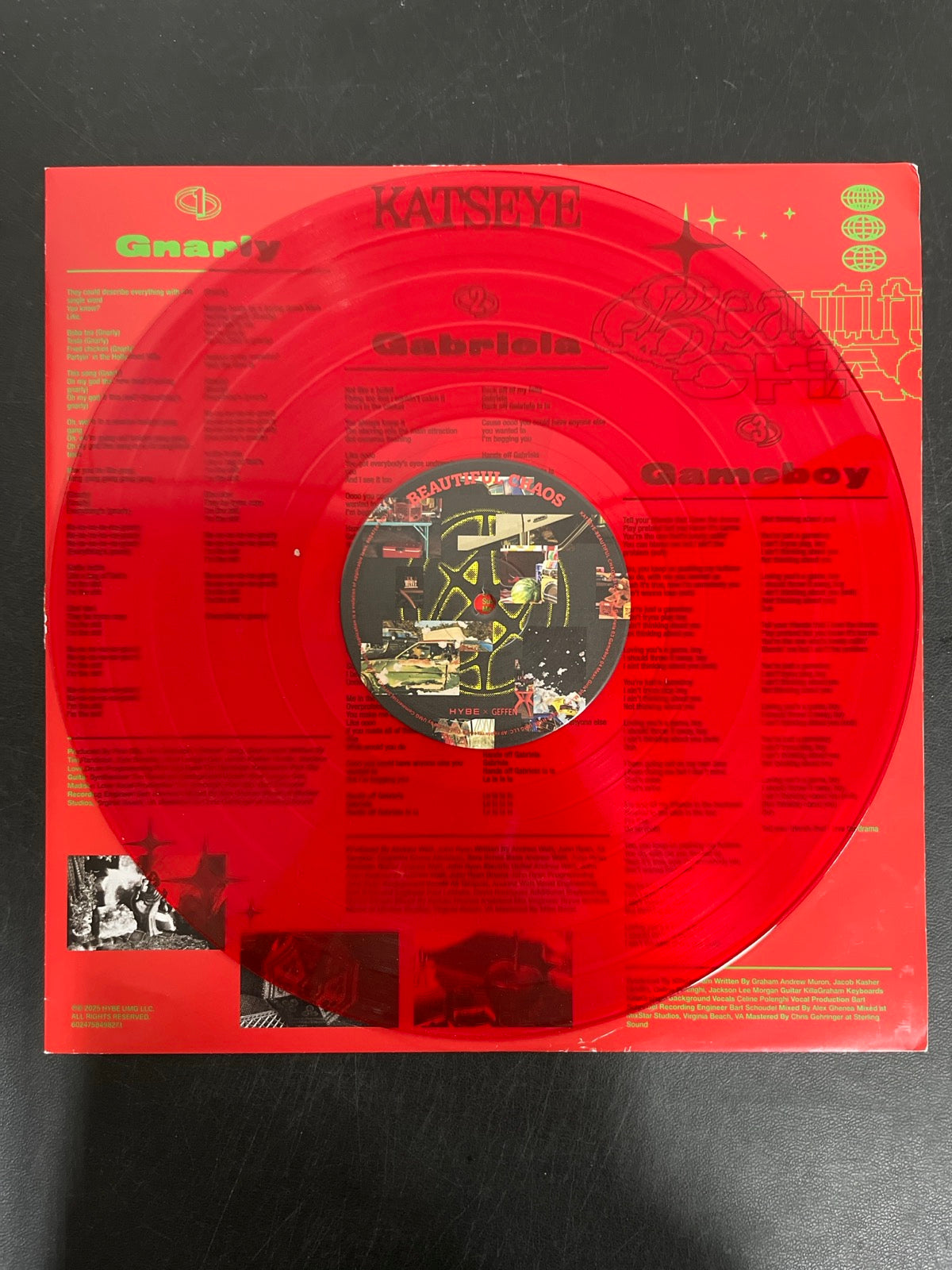 VINYL_1A - KATSEYE - BEAUTIFUL CHAOS MisPrint Red Vinyl USED NOT TESTED