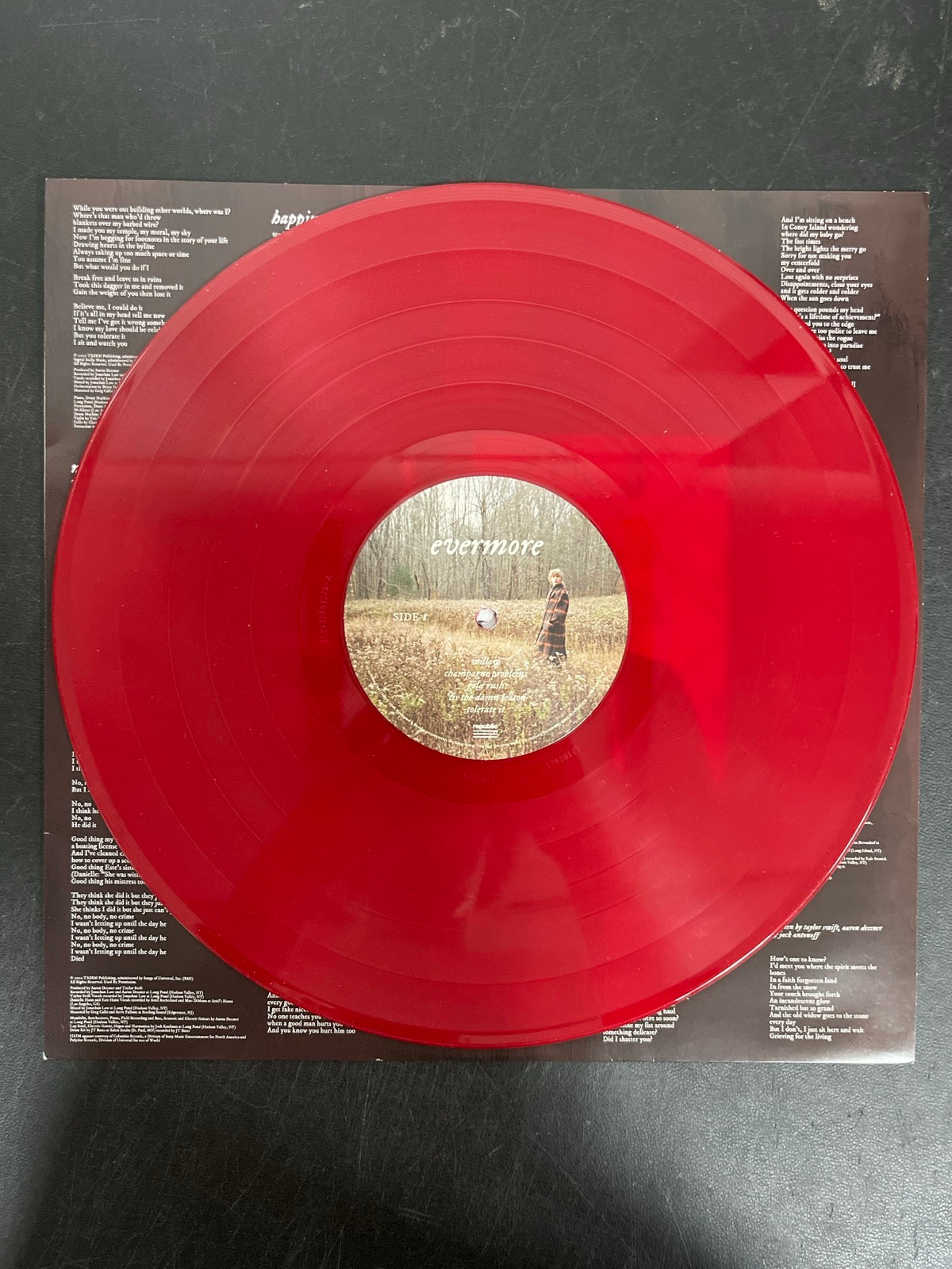 VINYL_1A - Taylor Swift - Evermore LE Translucent Red Etched Vinyl USED NOT TESTED
