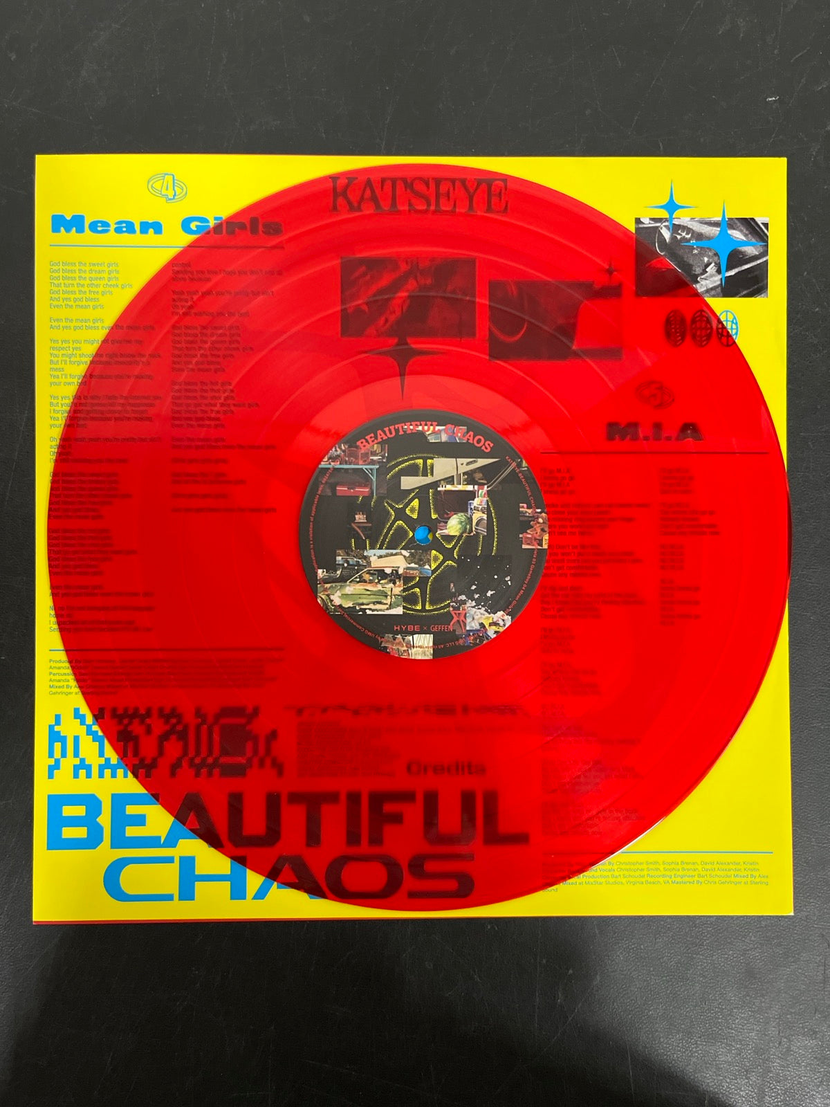 VINYL_1A - KATSEYE - BEAUTIFUL CHAOS MisPrint Red Vinyl USED NOT TESTED