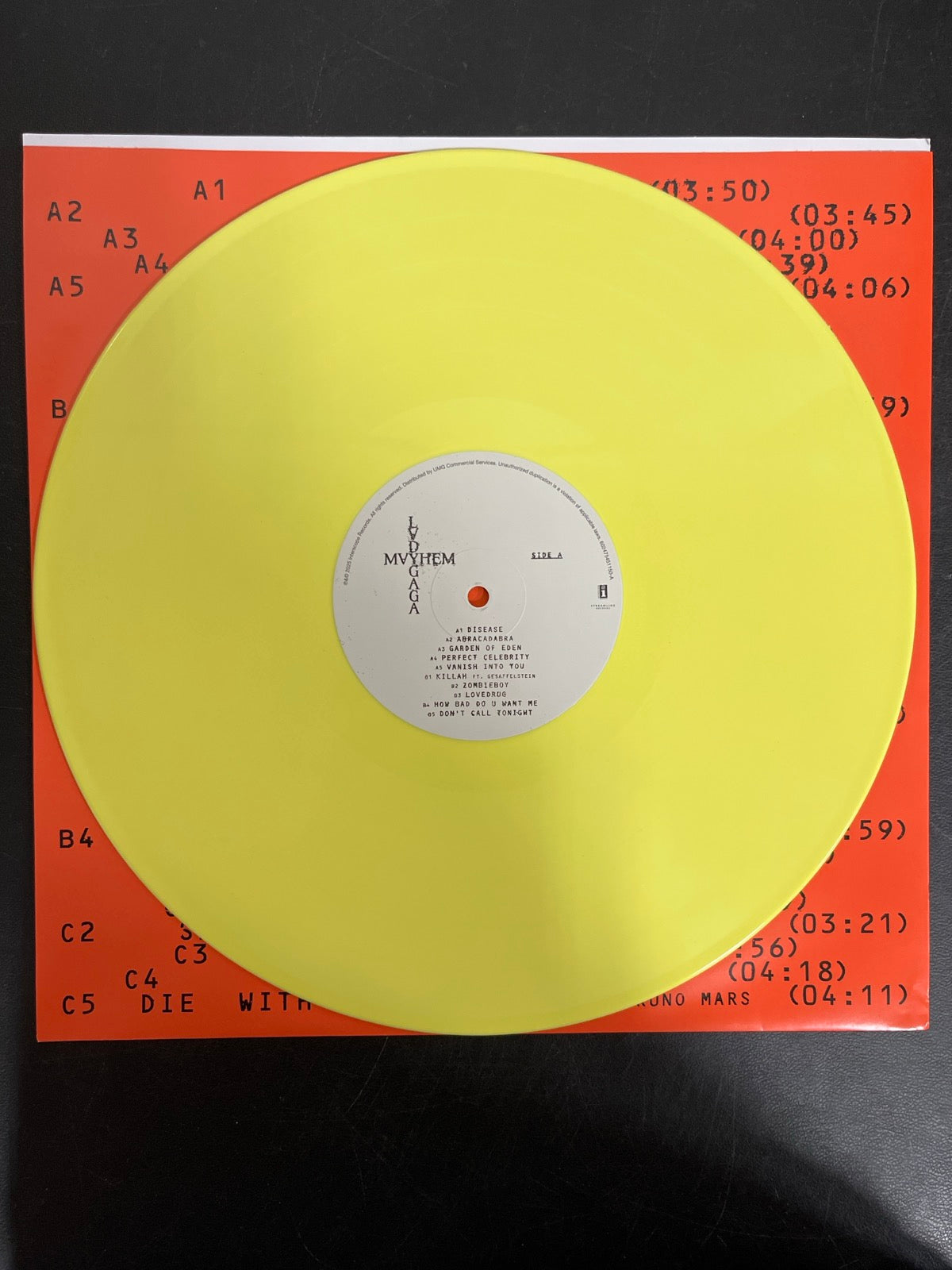 VINYL_1A - Lady Gaga - MAYHEM LE Yellow Etched Vinyl USED NOT TESTED