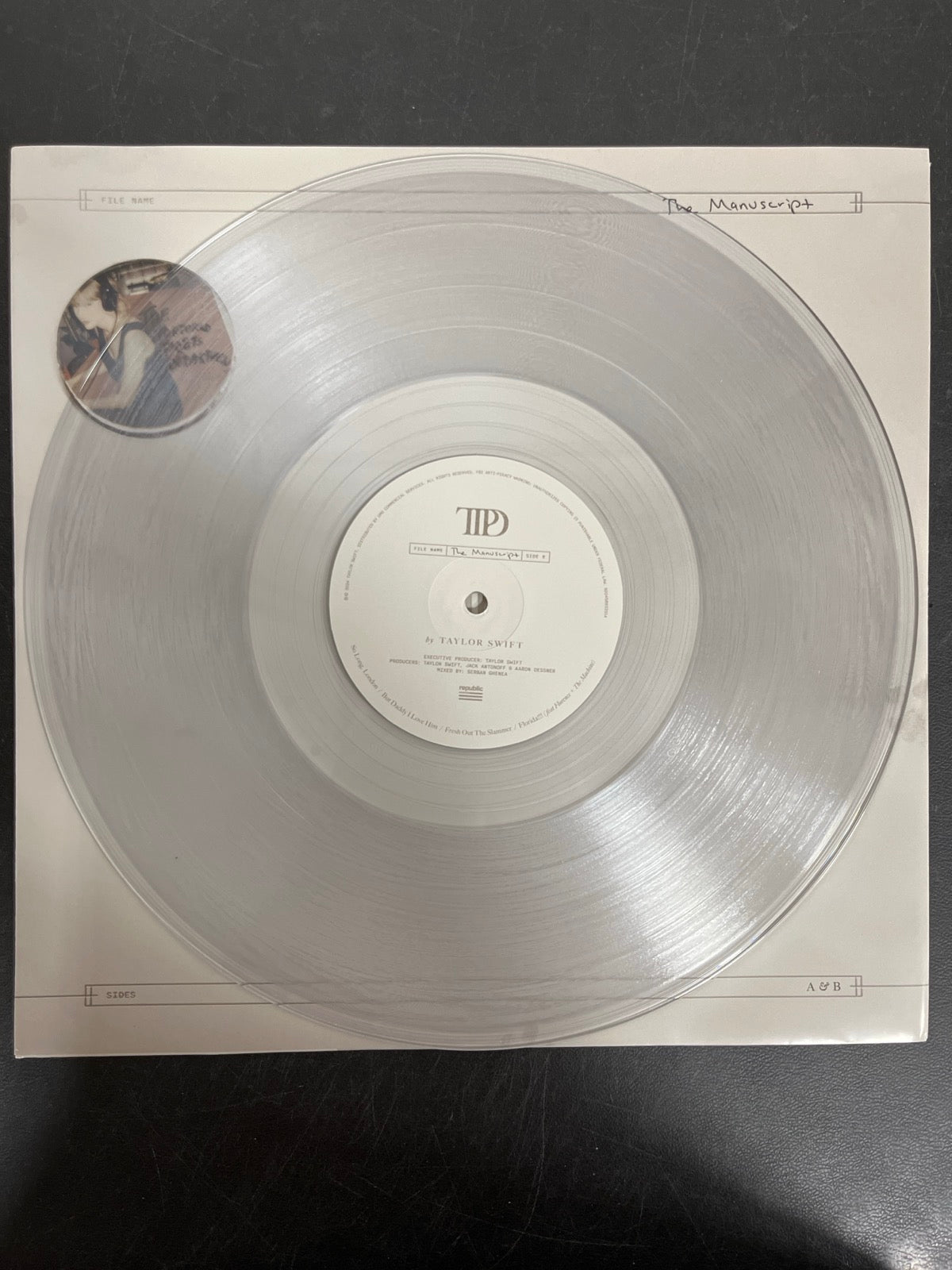 VINYL_1B - Taylor Swift - The Tortured ... LE Clear Vinyl SEALED NOT TESTED