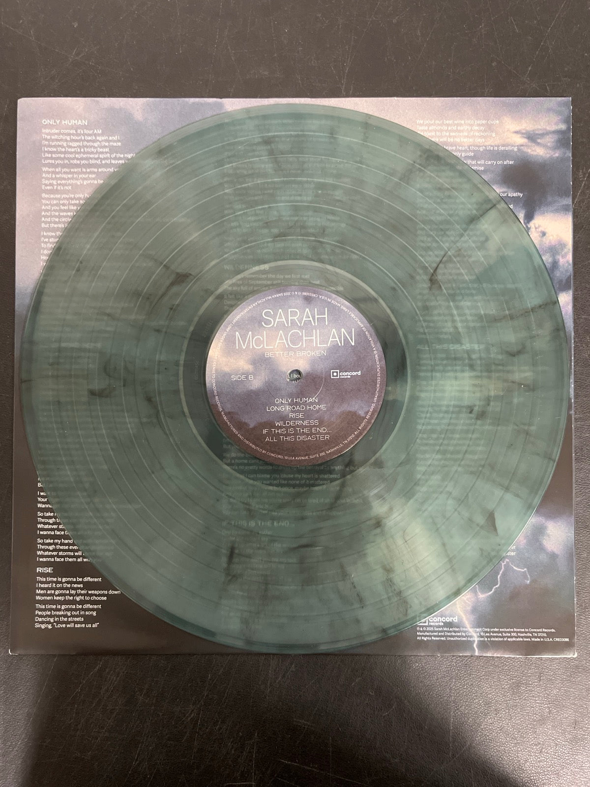 VINYL_1B - Sarah McLachlan - Better Broken LE Electric Smoke Vinyl USED NOT TESTED