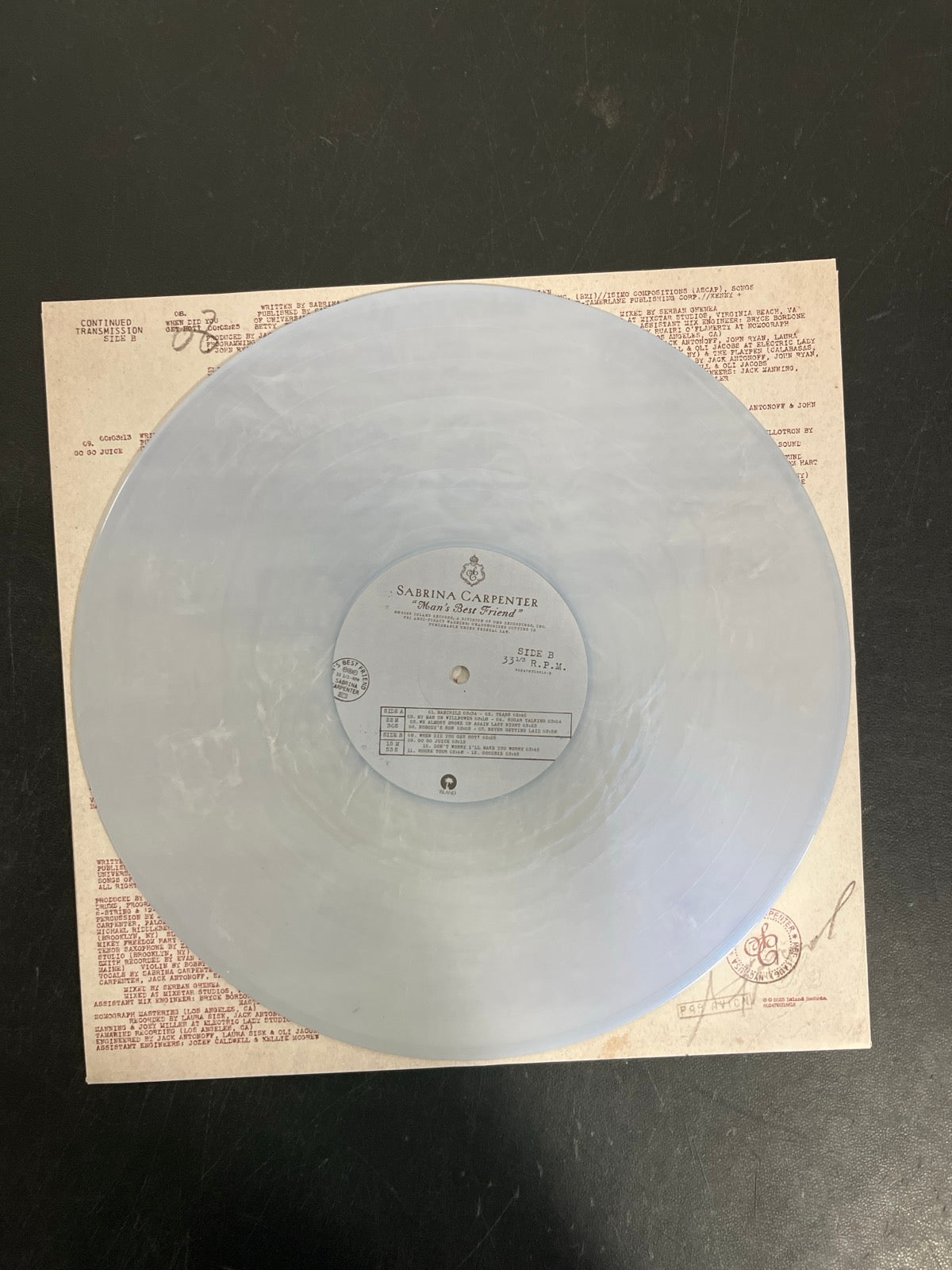 VINYL_1B - Sabrina Carpenter - Man's Best Friend LE White Vinyl USED NOT TESTED
