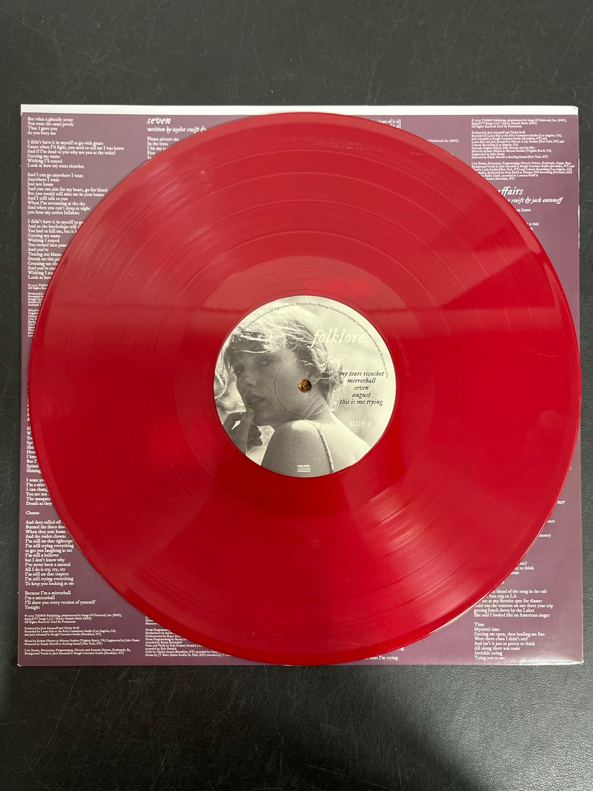 VINYL_1B - Taylor Swift - Folklore LE Red Etched Vinyl USED NOT TESTED