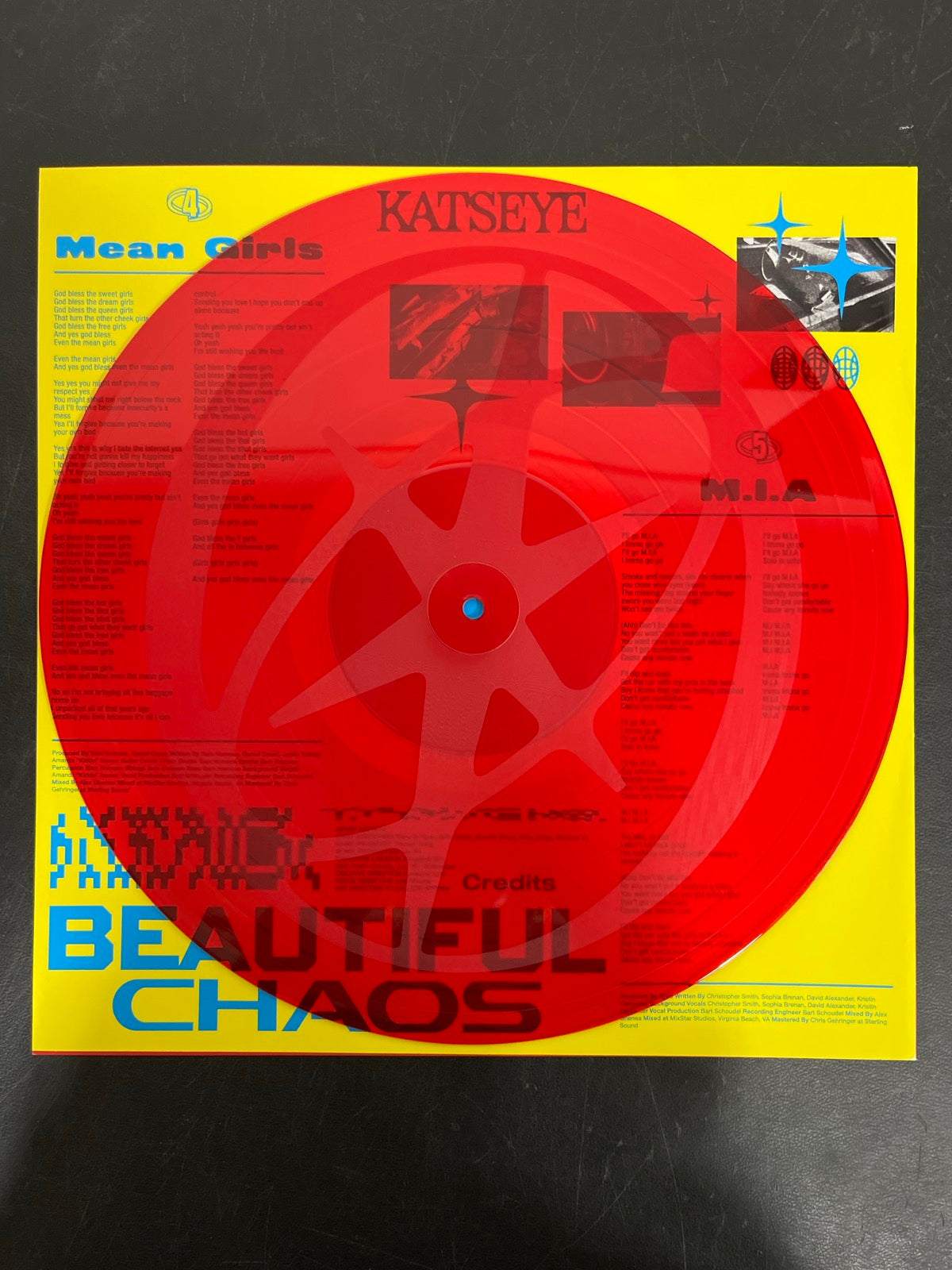 VINYL_1B - KATSEYE - BEAUTIFUL CHAOS MisPrint Red Vinyl USED NOT TESTED
