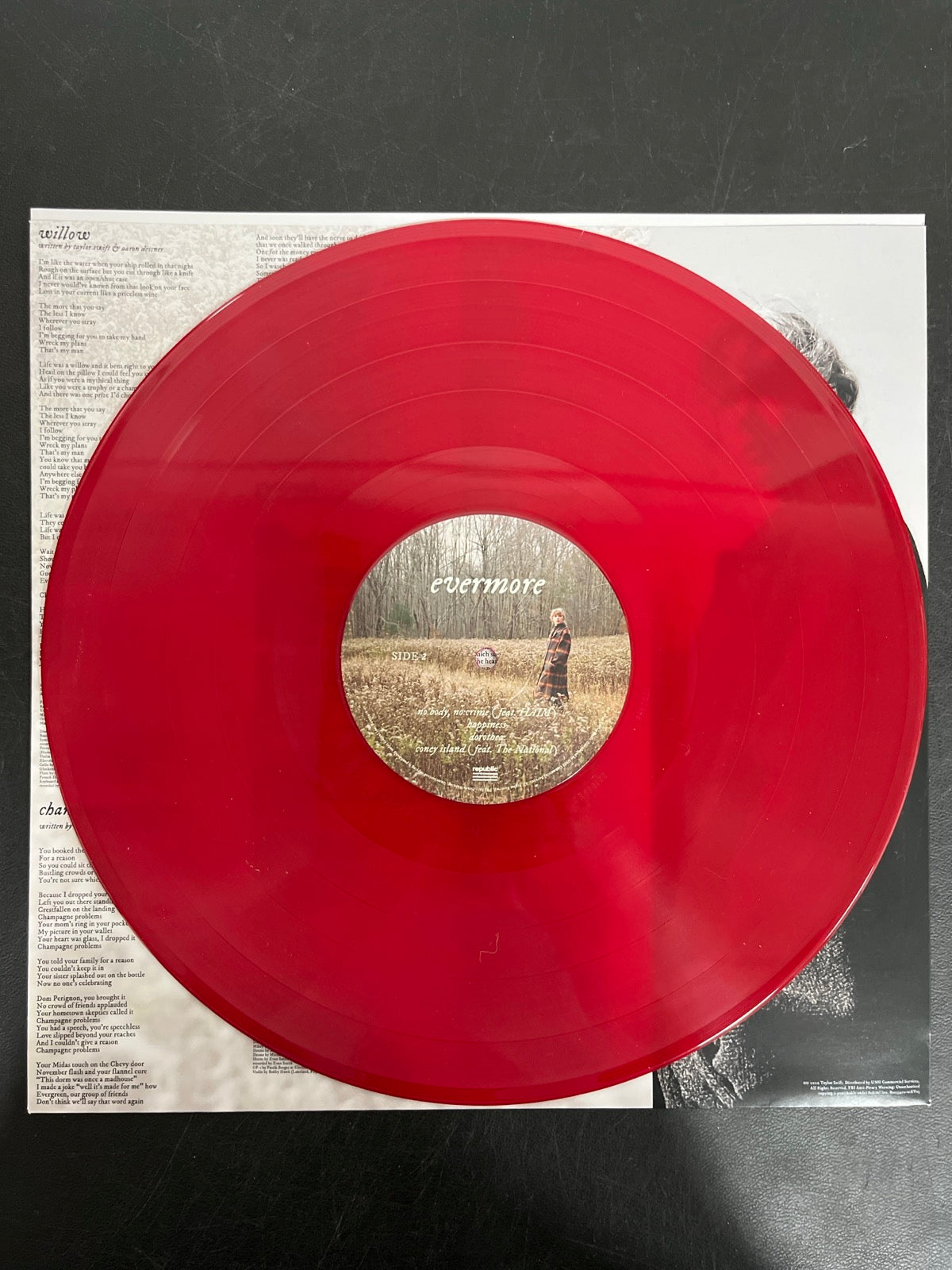 VINYL_1B - Taylor Swift - Evermore LE Translucent Red Etched Vinyl USED NOT TESTED