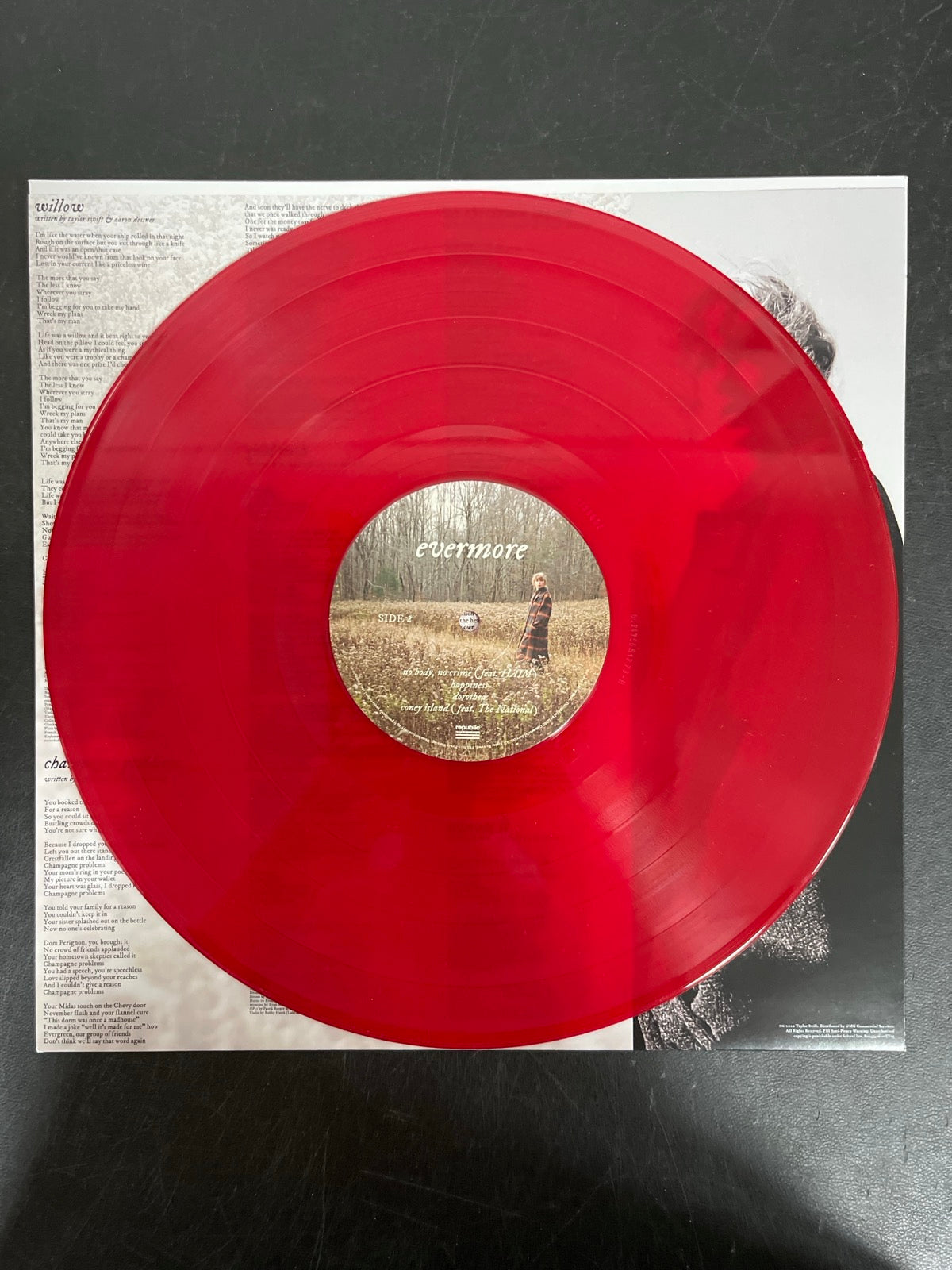 VINYL_1B - Taylor Swift - Evermore LE Translucent Red Etched Vinyl USED NOT TESTED