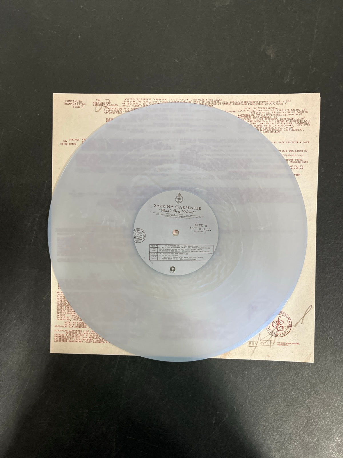 VINYL_1B - Sabrina Carpenter - Man's Best Friend LE White Vinyl USED NOT TESTED
