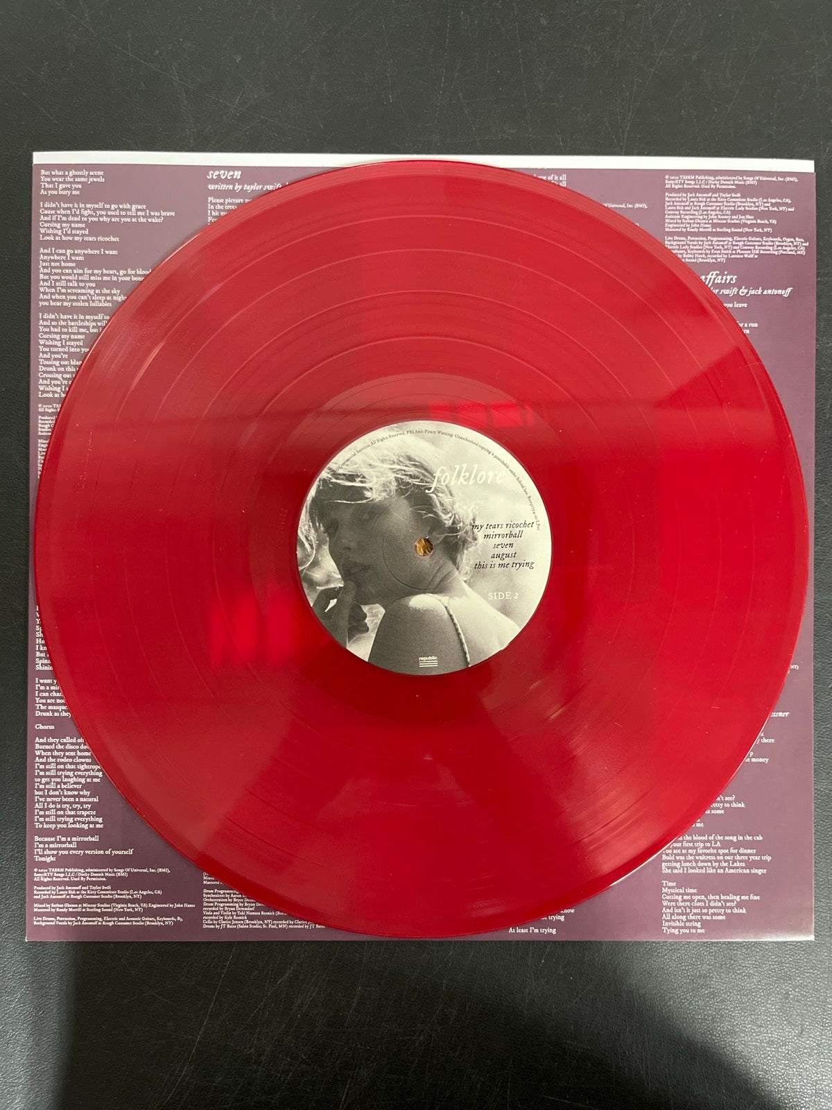 VINYL_1B - Taylor Swift - Folklore LE Red Etched Vinyl USED NOT TESTED