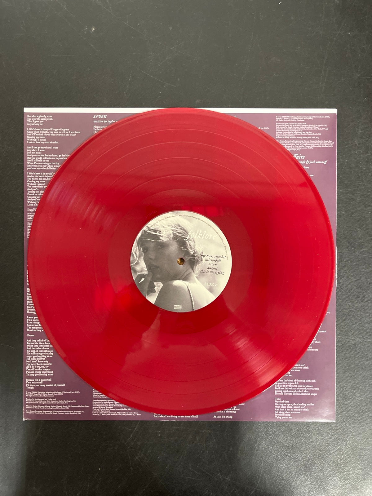 VINYL_1B - Taylor Swift - Folklore LE Red Etched Vinyl USED NOT TESTED