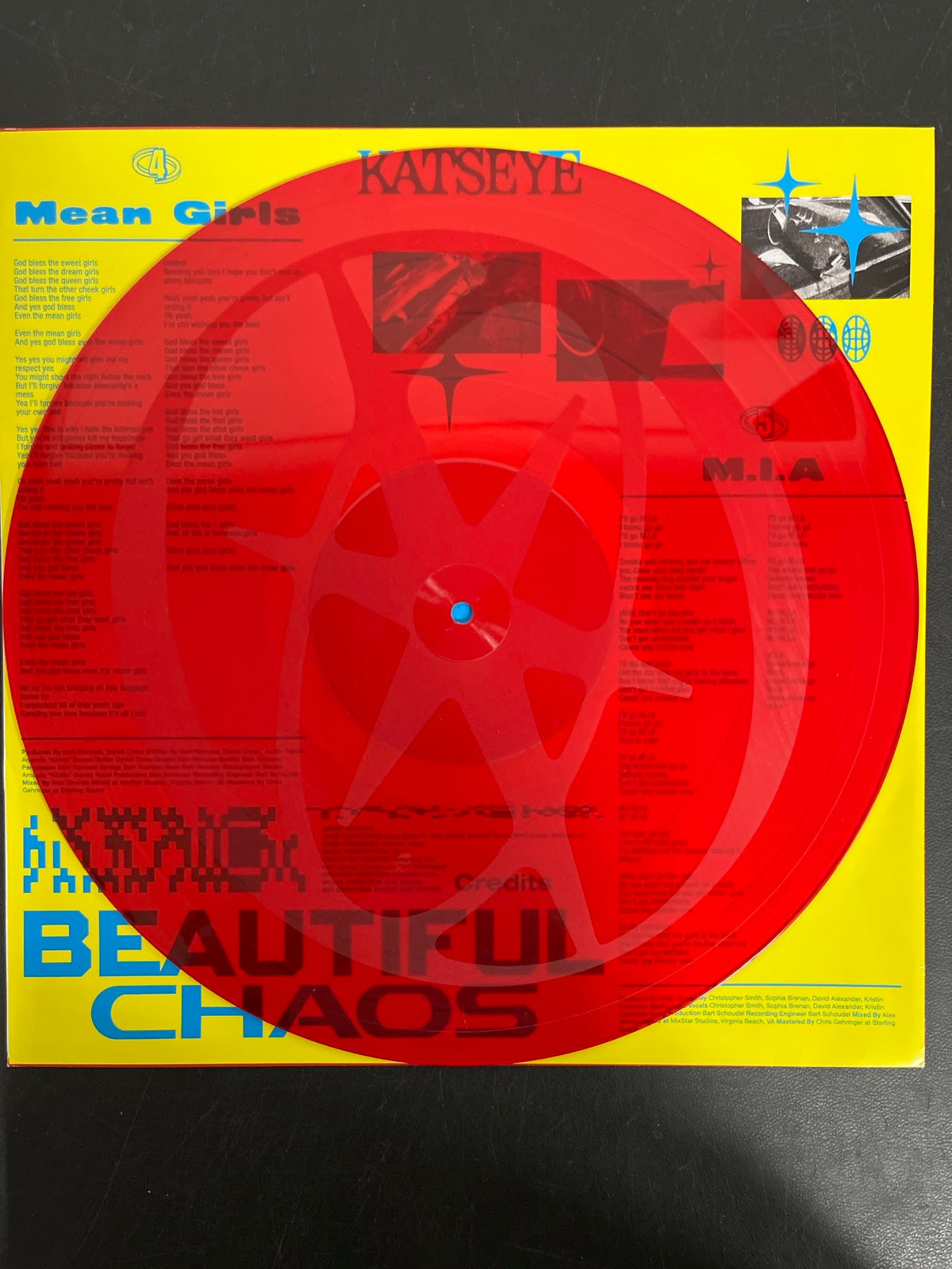 VINYL_1B - KATSEYE - BEAUTIFUL CHAOS MisPrint Red Vinyl USED NOT TESTED