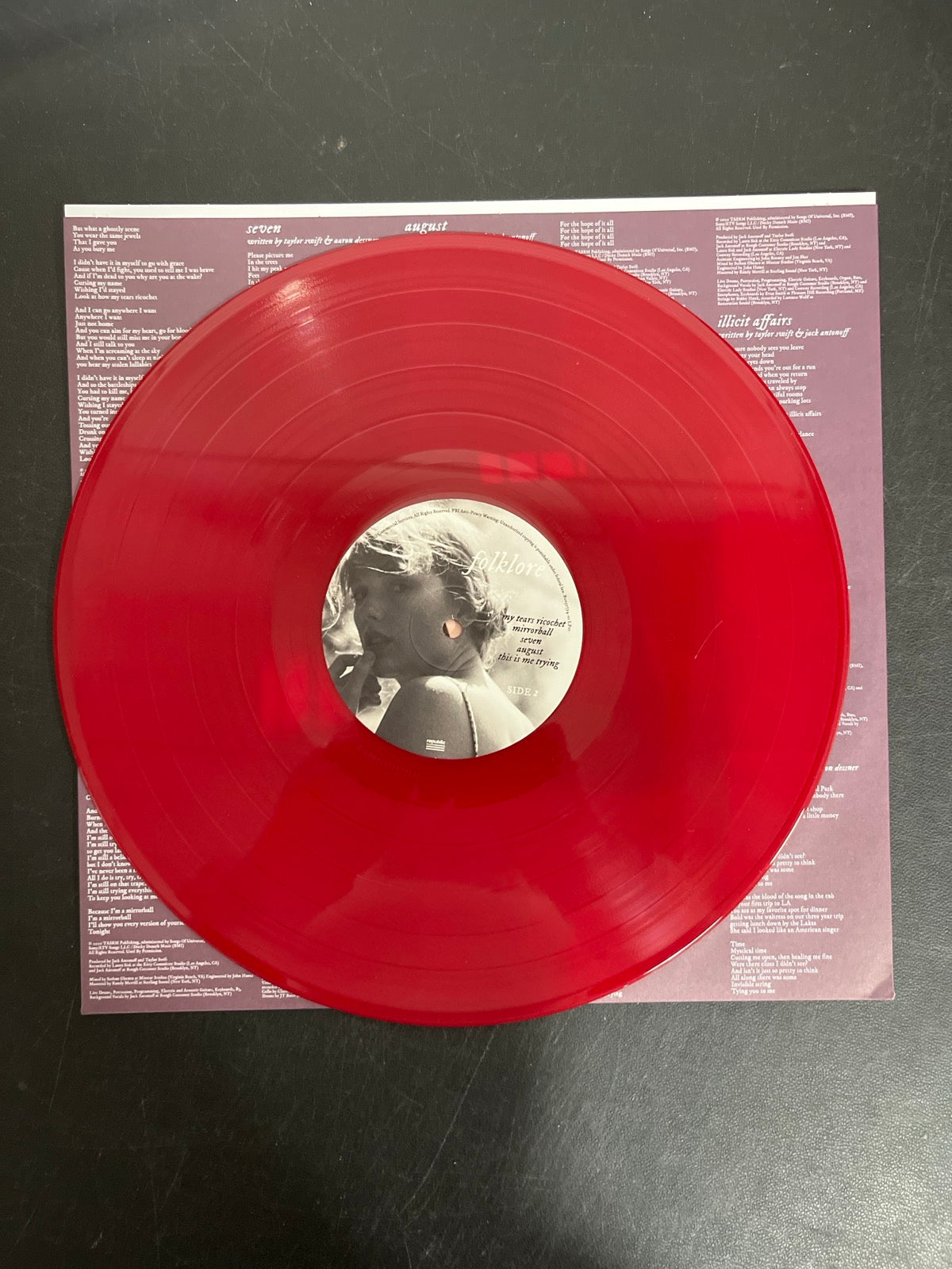 VINYL_1B - Taylor Swift - Folklore LE Red Etched Vinyl USED NOT TESTED