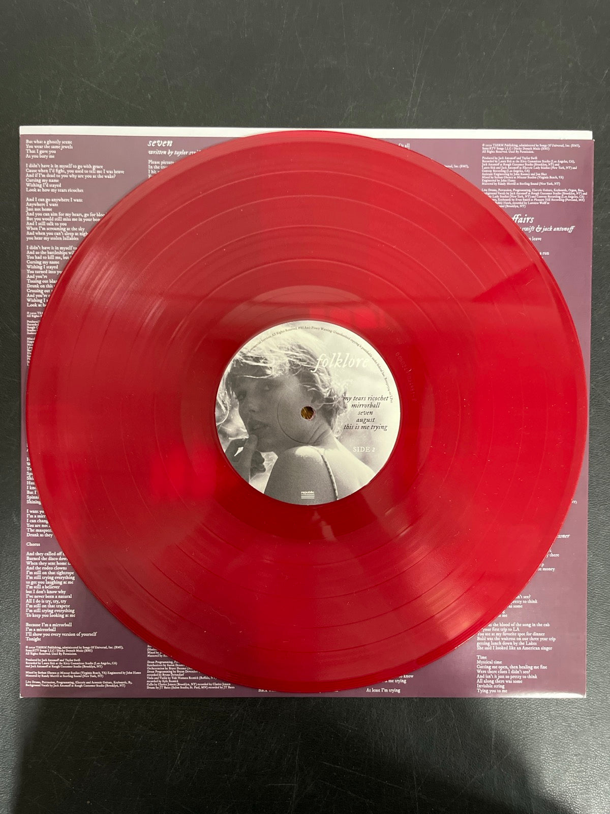 VINYL_1B - Taylor Swift - Folklore LE Red Etched Vinyl USED NOT TESTED
