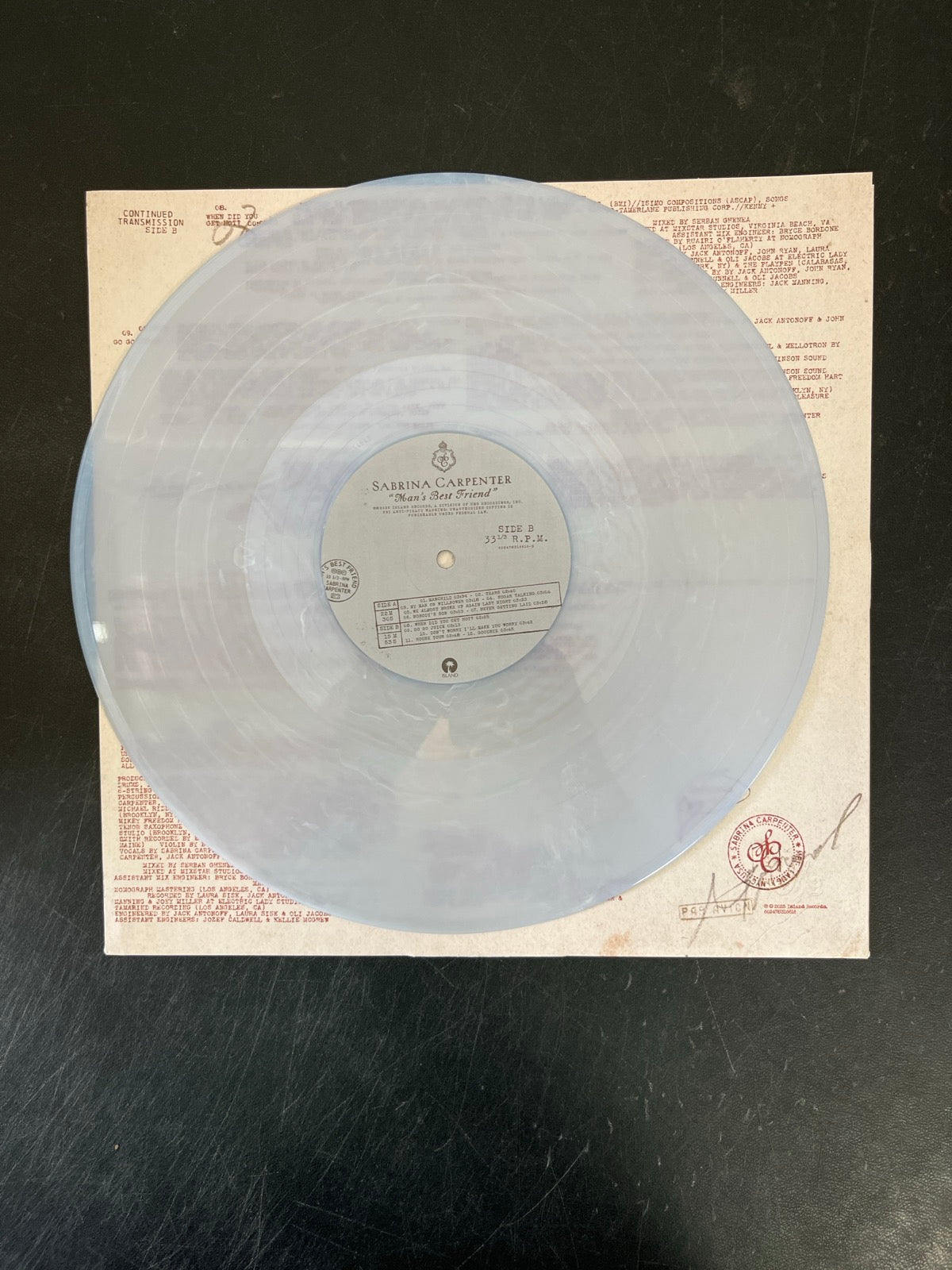 VINYL_1B - Sabrina Carpenter - Man's Best Friend LE White Vinyl USED NOT TESTED