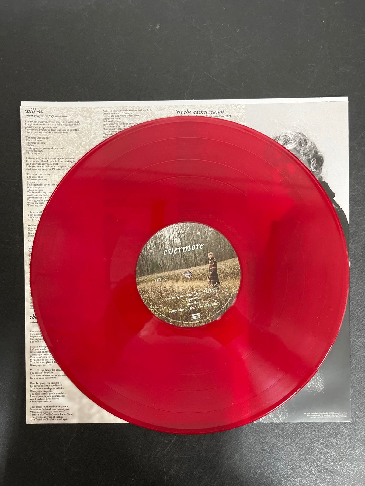 VINYL_1B - Taylor Swift - Evermore LE Translucent Red Etched Vinyl USED NOT TESTED