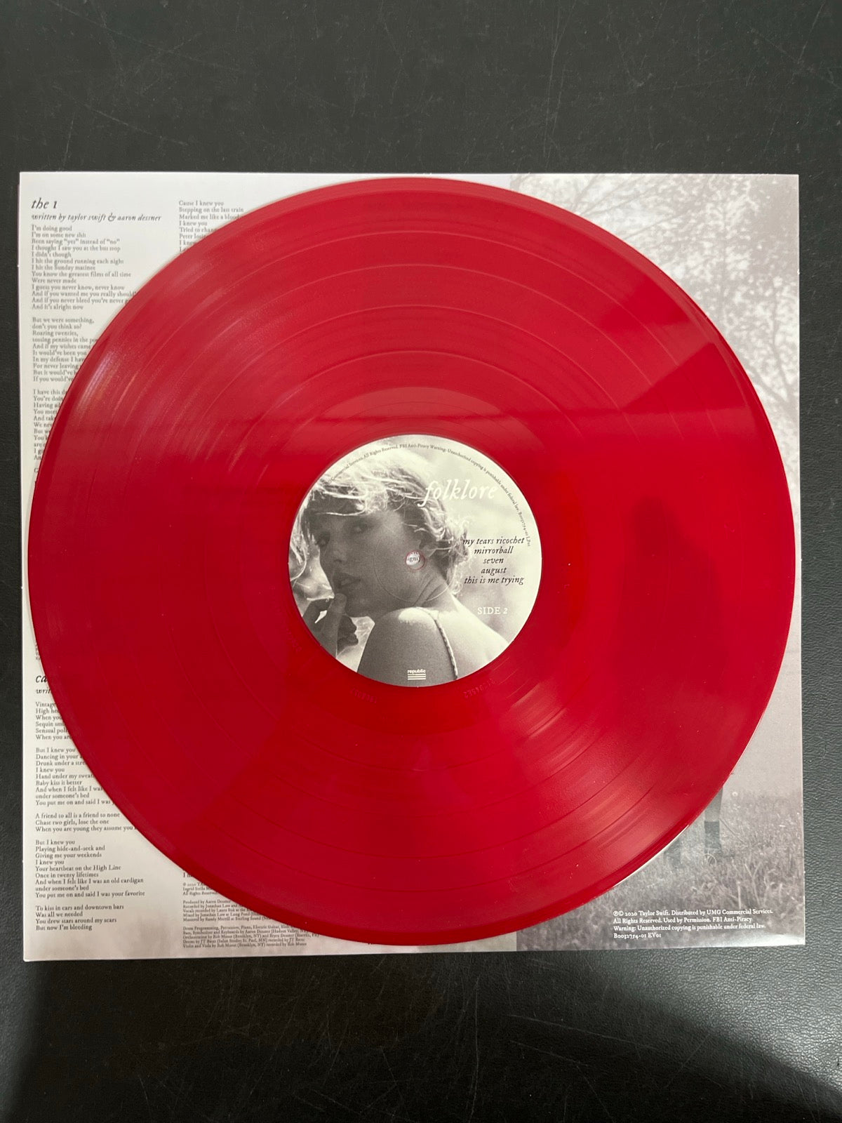 VINYL_1B - Taylor Swift - Folklore LE Red Etched Vinyl USED NOT TESTED
