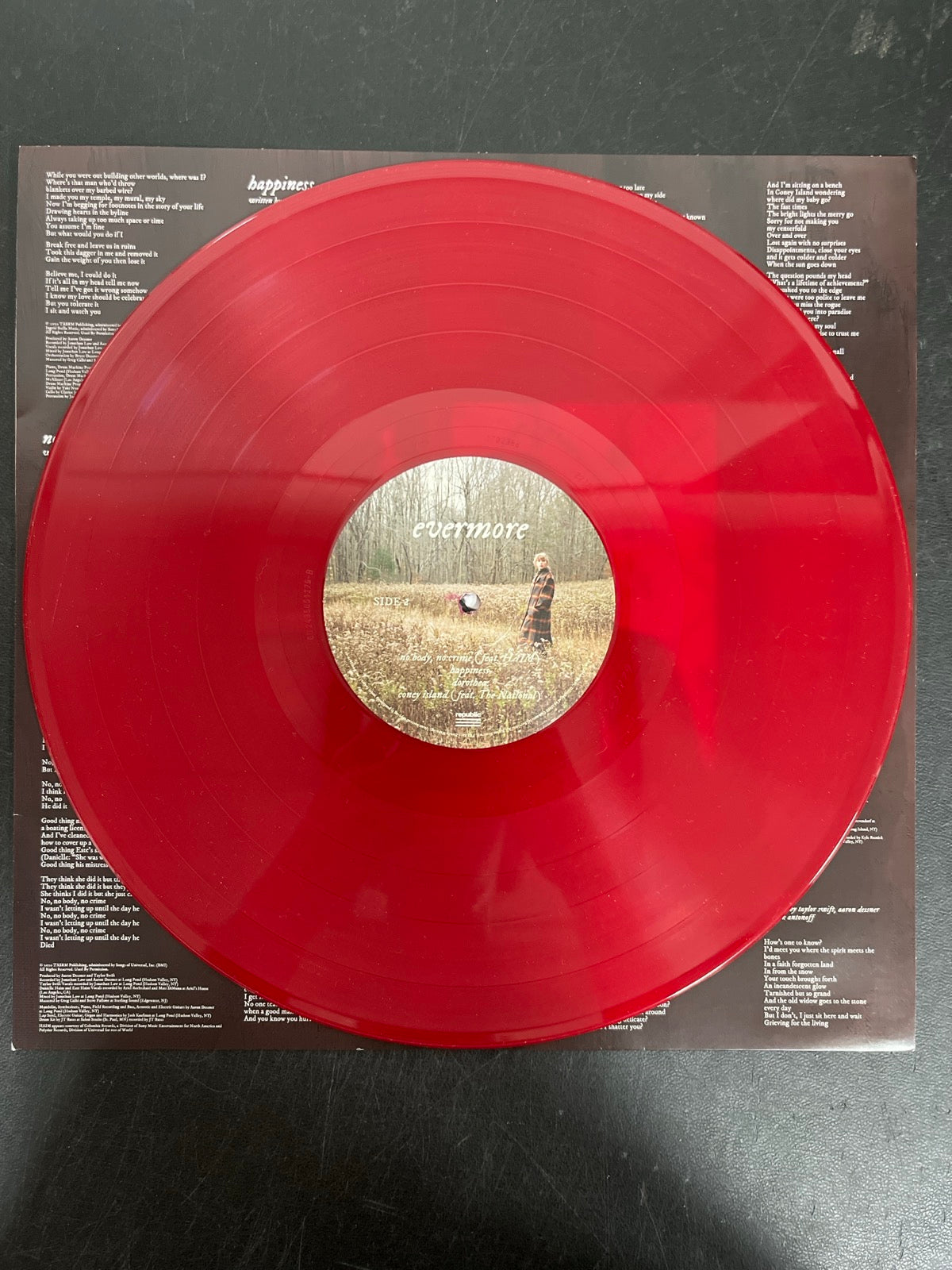 VINYL_1B - Taylor Swift - Evermore LE Translucent Red Etched Vinyl USED NOT TESTED