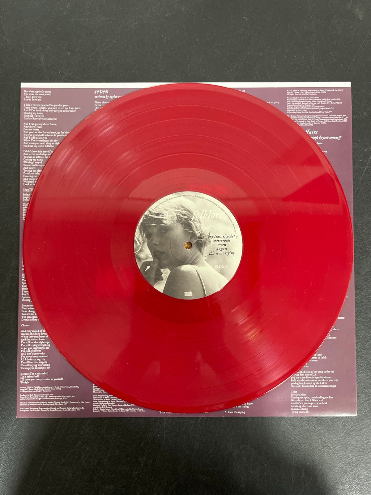 VINYL_1B - Taylor Swift - Folklore LE Red Etched Vinyl USED NOT TESTED