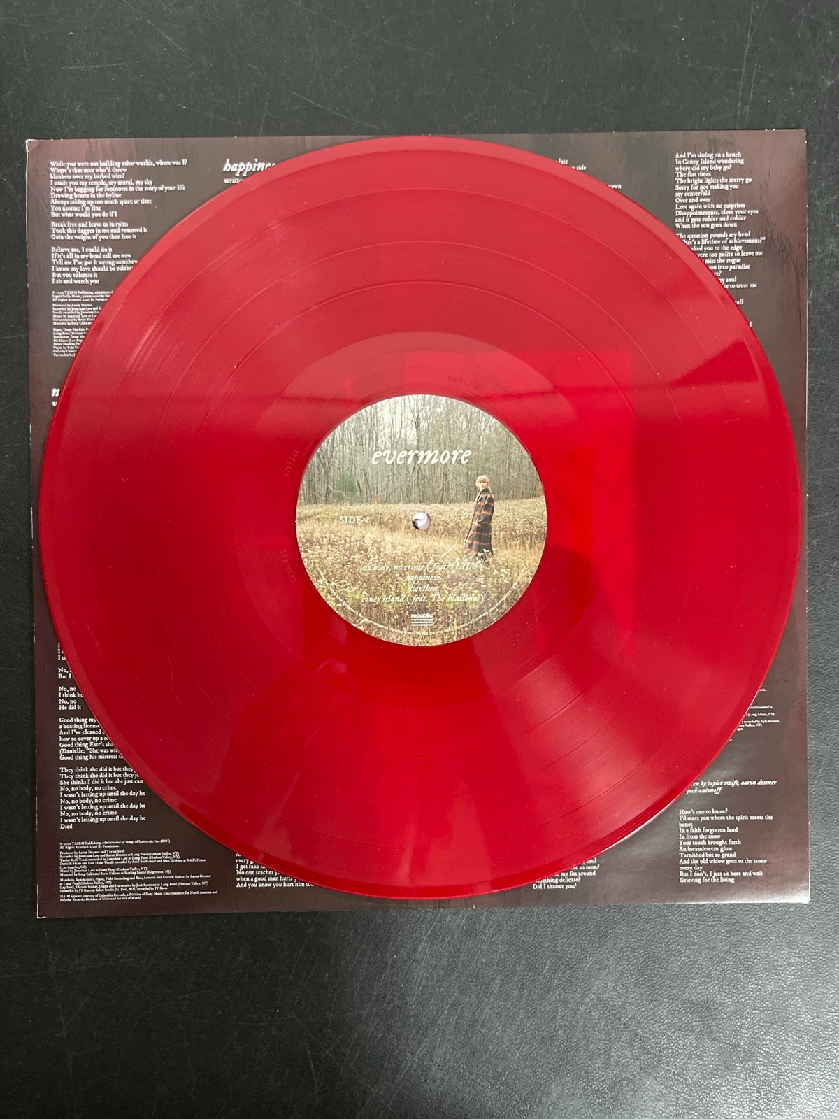VINYL_1B - Taylor Swift - Evermore LE Translucent Red Etched Vinyl USED NOT TESTED