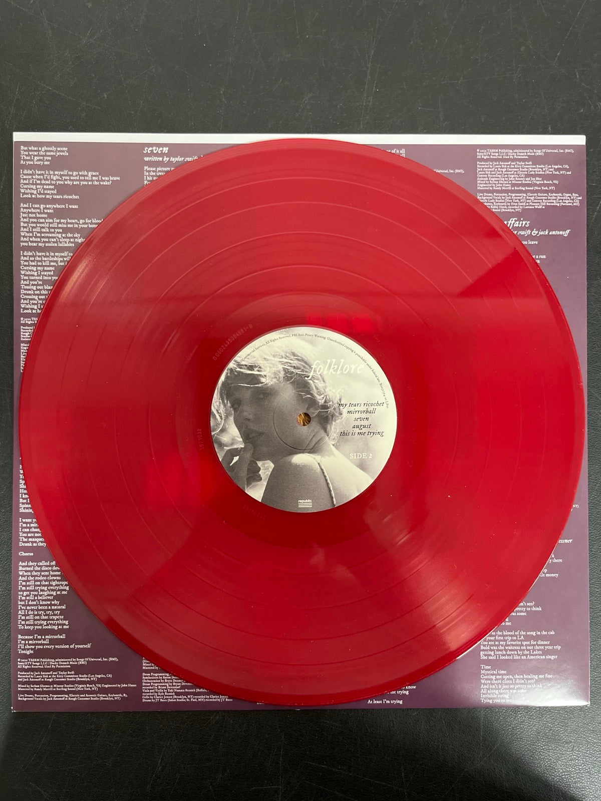 VINYL_1B - Taylor Swift - Folklore LE Red Etched Vinyl USED NOT TESTED