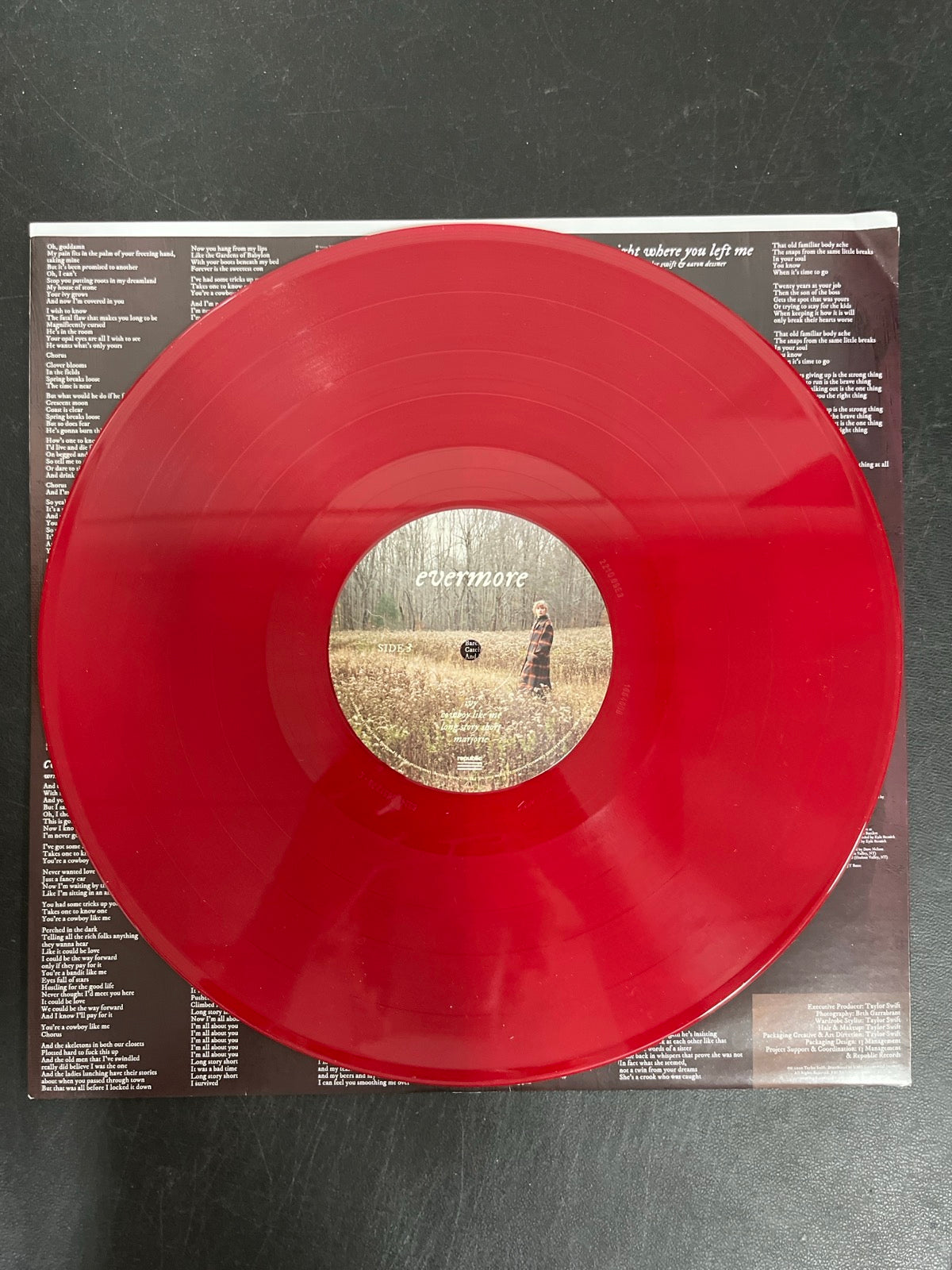VINYL_2C - Taylor Swift - Evermore LE Translucent Red Etched Vinyl USED NOT TESTED