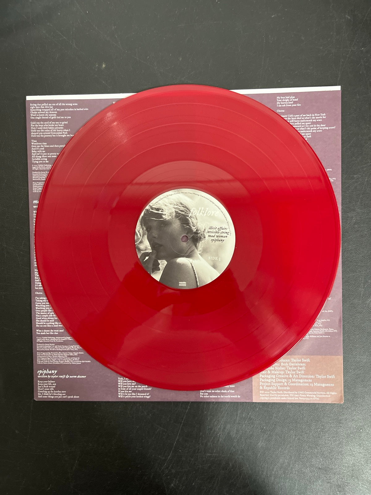VINYL_2C - Taylor Swift - Folklore LE Red Etched Vinyl USED NOT TESTED