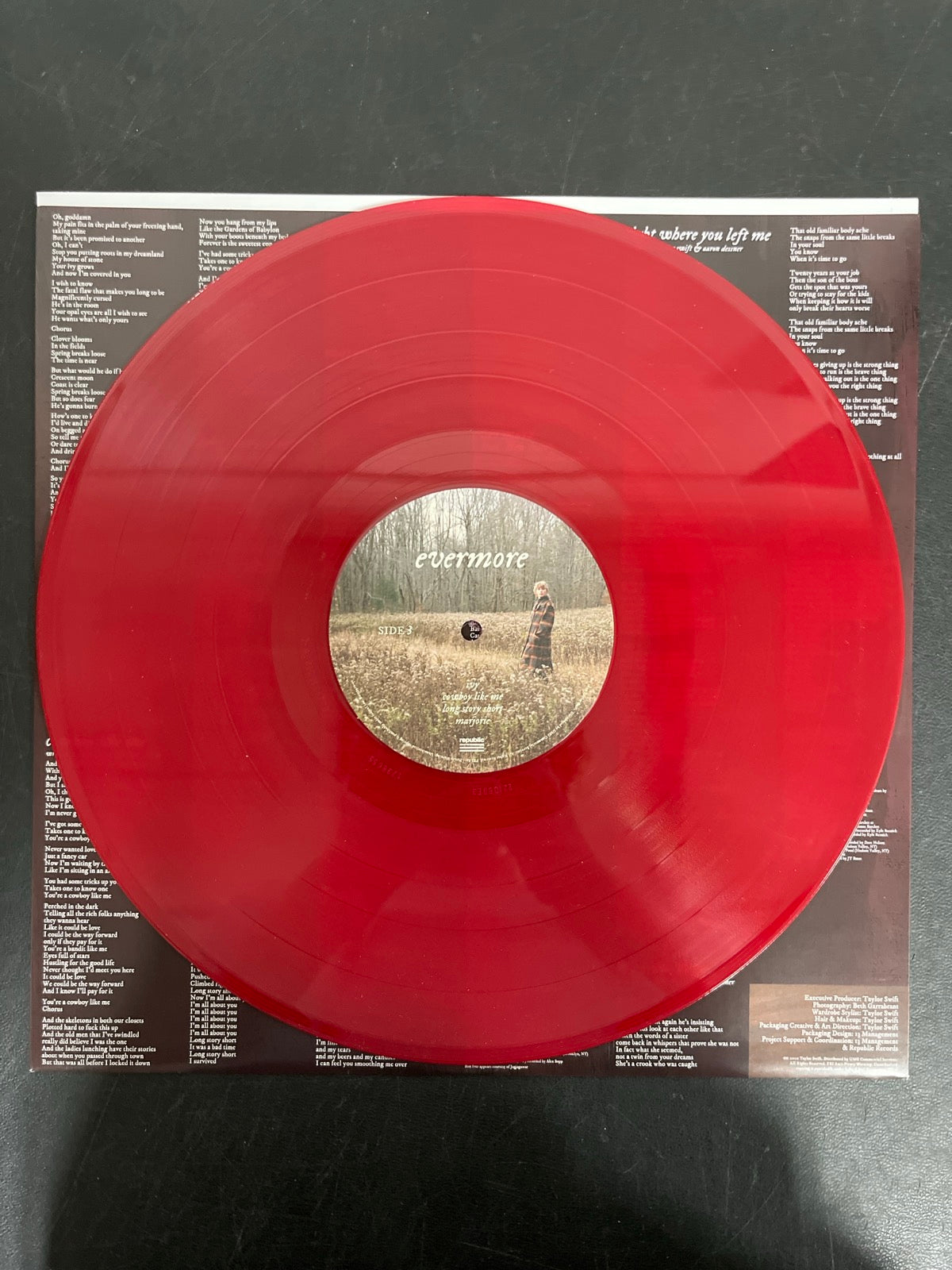 VINYL_2C - Taylor Swift - Evermore LE Translucent Red Etched Vinyl USED NOT TESTED