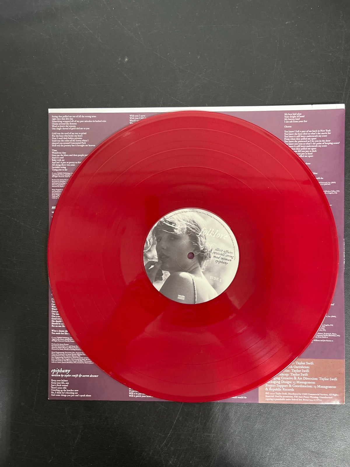 VINYL_2C - Taylor Swift - Folklore LE Red Etched Vinyl USED NOT TESTED