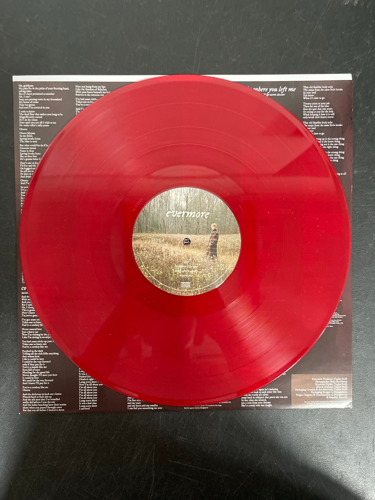 VINYL_2C - Taylor Swift - Evermore LE Translucent Red Etched Vinyl USED NOT TESTED