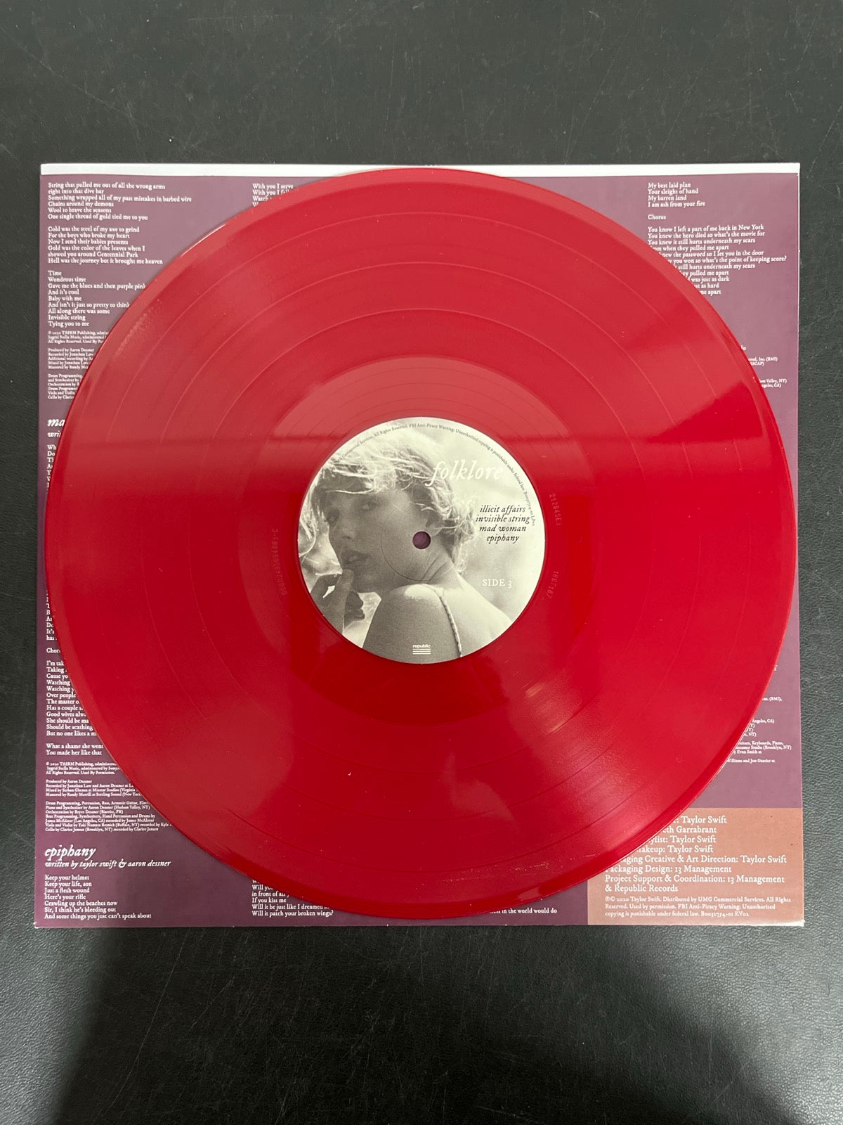 VINYL_2C - Taylor Swift - Folklore LE Red Etched Vinyl USED NOT TESTED