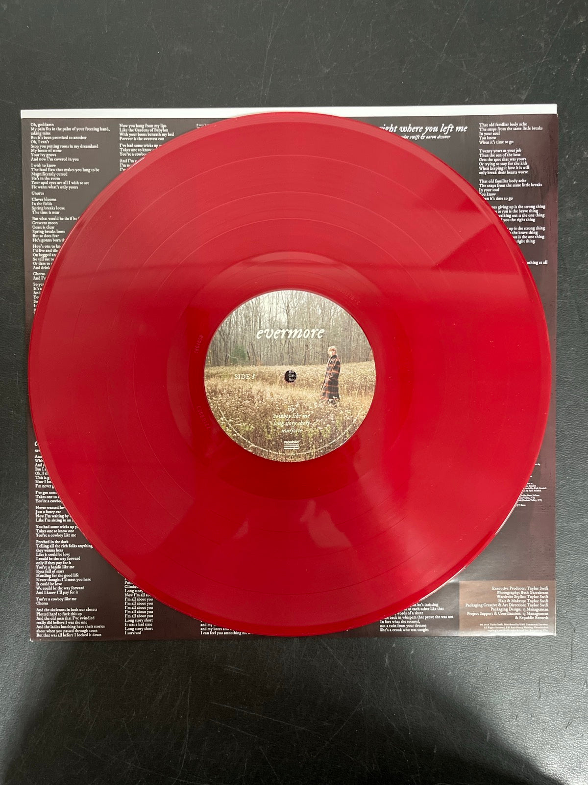 VINYL_2C - Taylor Swift - Evermore LE Translucent Red Etched Vinyl USED NOT TESTED