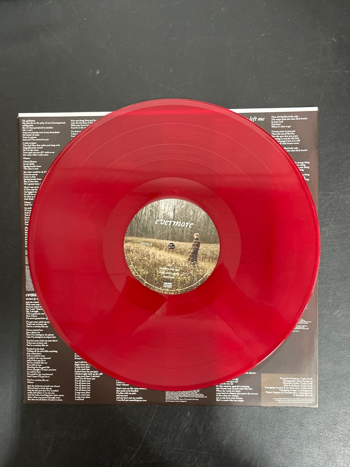 VINYL_2C - Taylor Swift - Evermore LE Translucent Red Etched Vinyl USED NOT TESTED