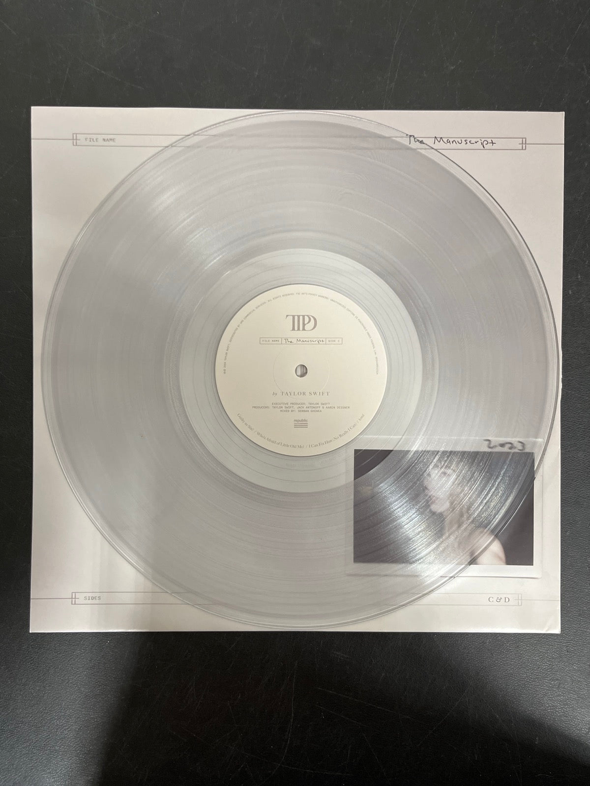 VINYL_2C - Taylor Swift - The Tortured ... LE Clear Vinyl USED NOT TESTED
