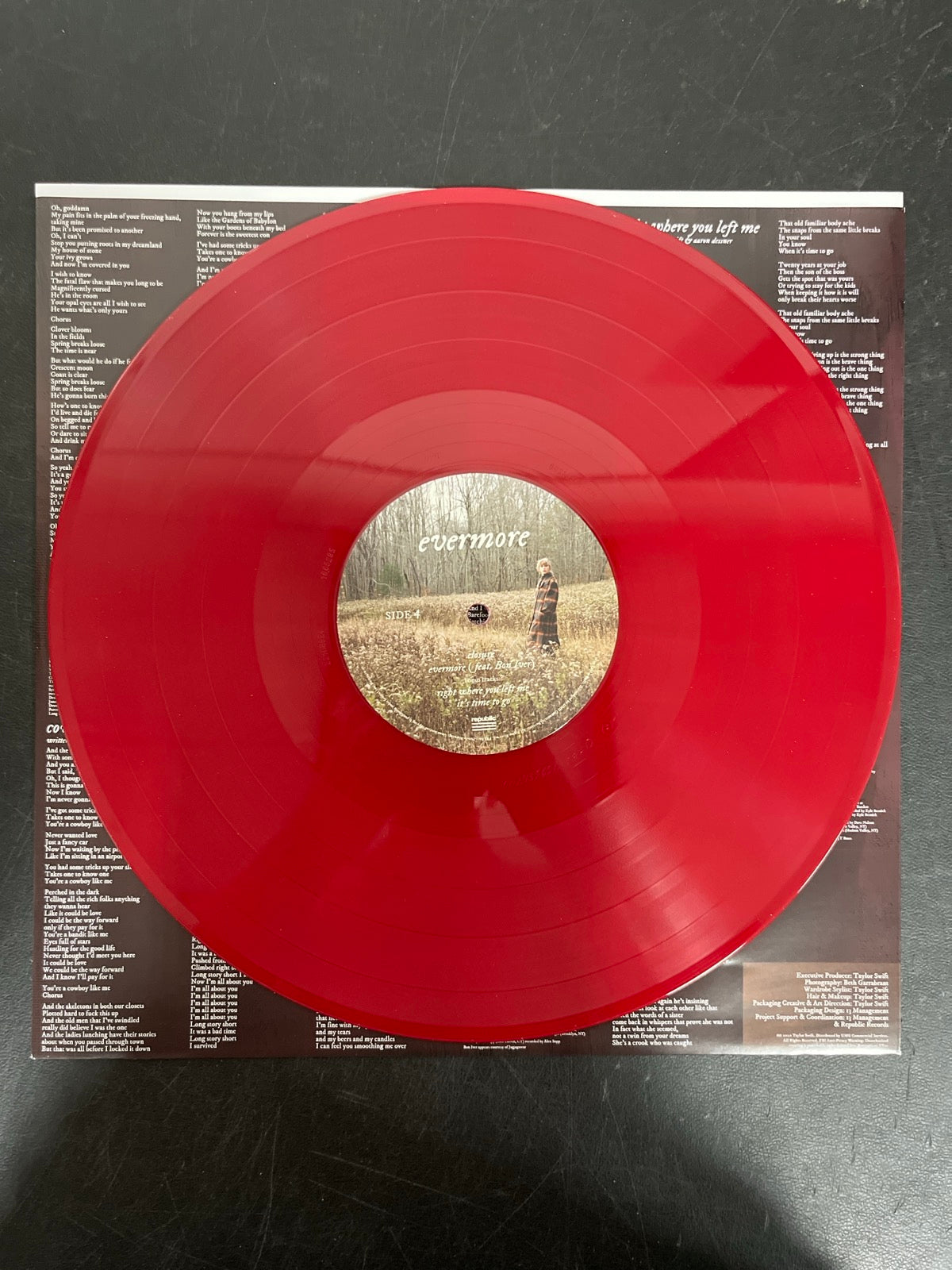 VINYL_2D - Taylor Swift - Evermore LE Translucent Red Etched Vinyl USED NOT TESTED