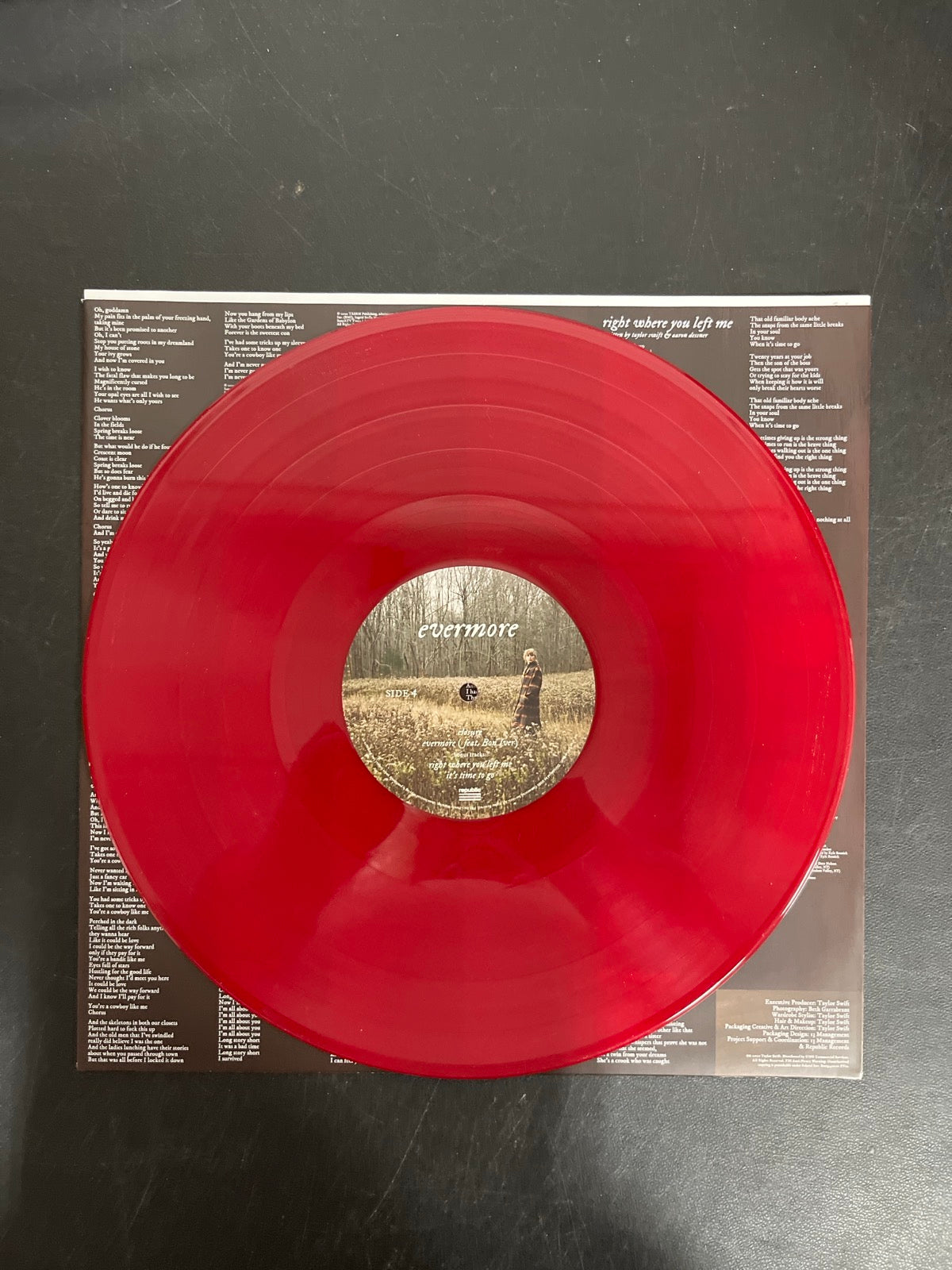 VINYL_2D - Taylor Swift - Evermore LE Translucent Red Etched Vinyl USED NOT TESTED