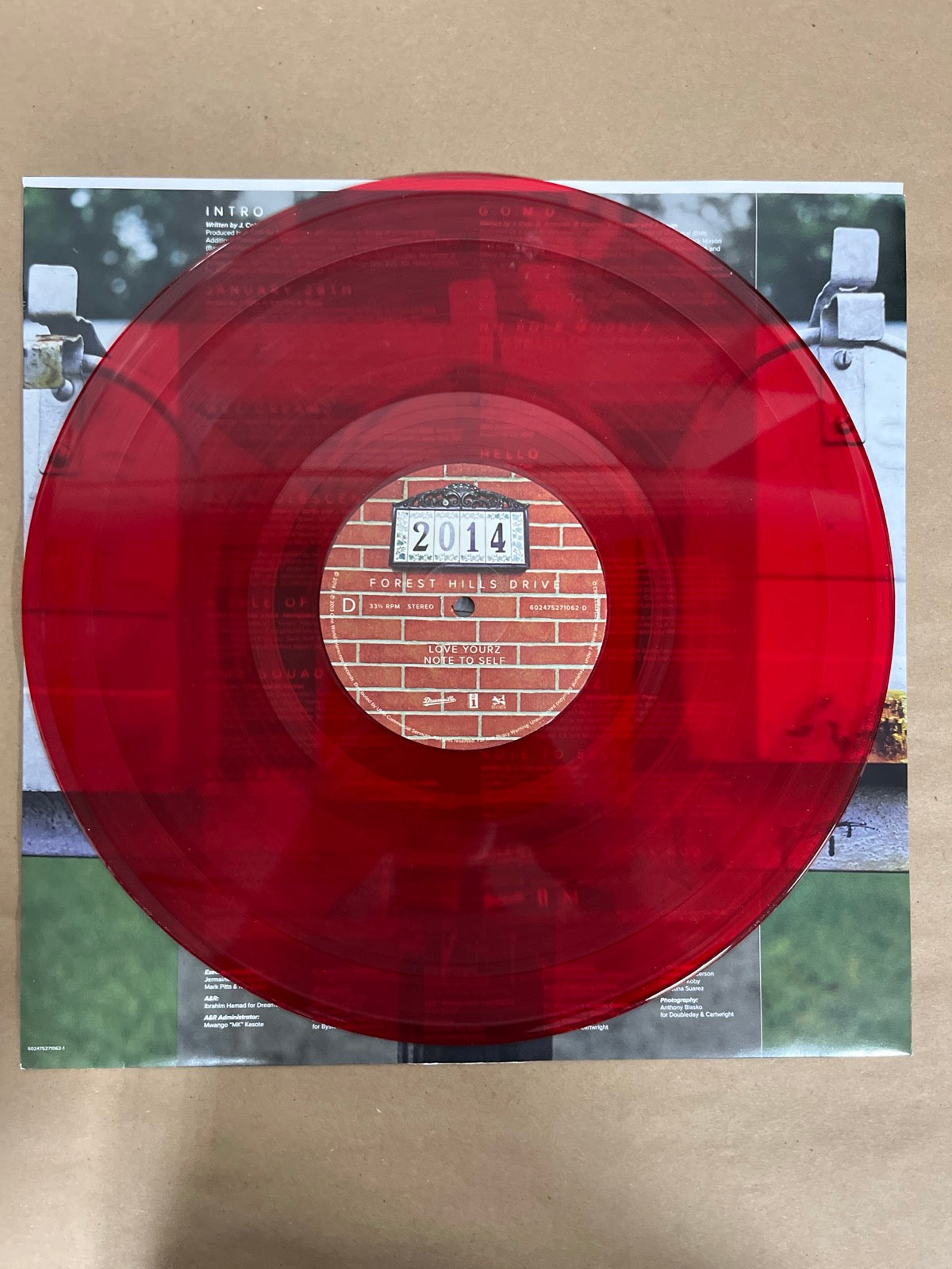 VINYL_2D - J. Cole - 2014 Forest Hills Drive Anniversary Ed. Red Vinyl USED NOT TESTED