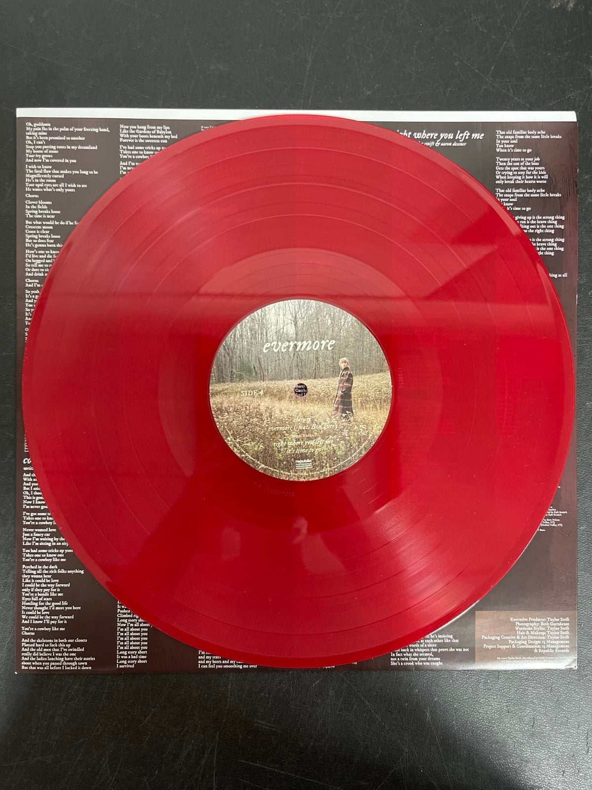 VINYL_2D - Taylor Swift - Evermore LE Translucent Red Etched Vinyl USED NOT TESTED